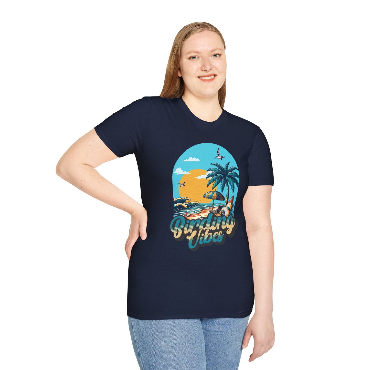 Birding Vibes Unisex Softstyle T-Shirt - Tropical Beach Graphic Tee