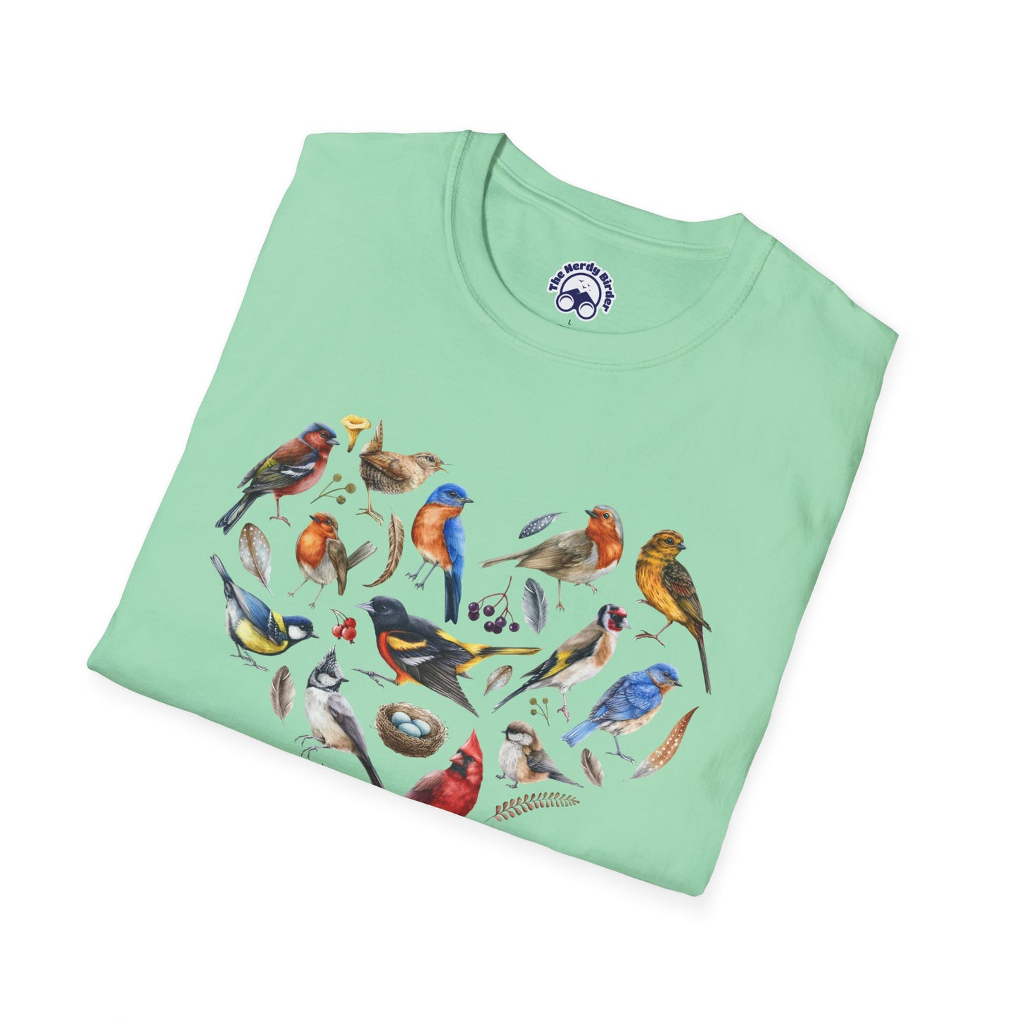 Bird Heart Unisex Softstyle T-Shirt - Heart Design