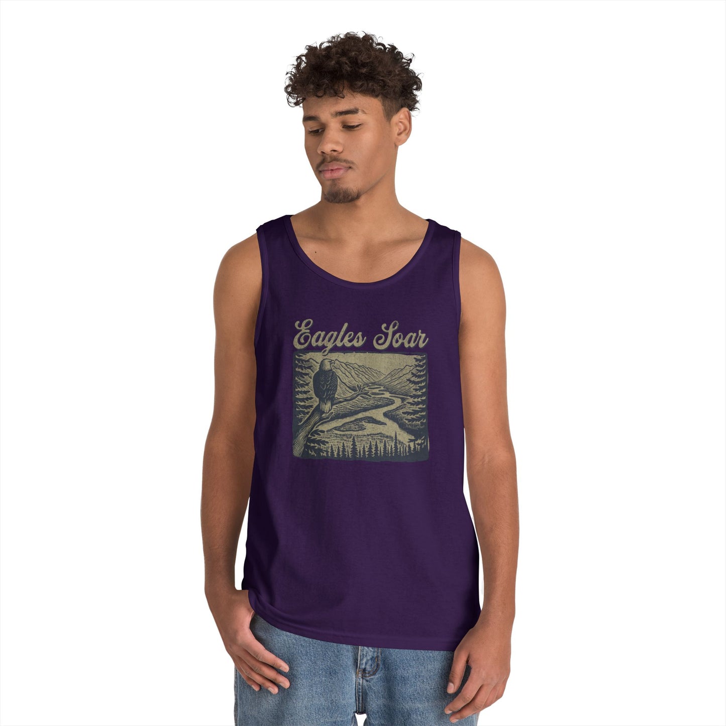 Eagles Soar Unisex Heavy Cotton Tank Top – Outdoor Adventure Wear