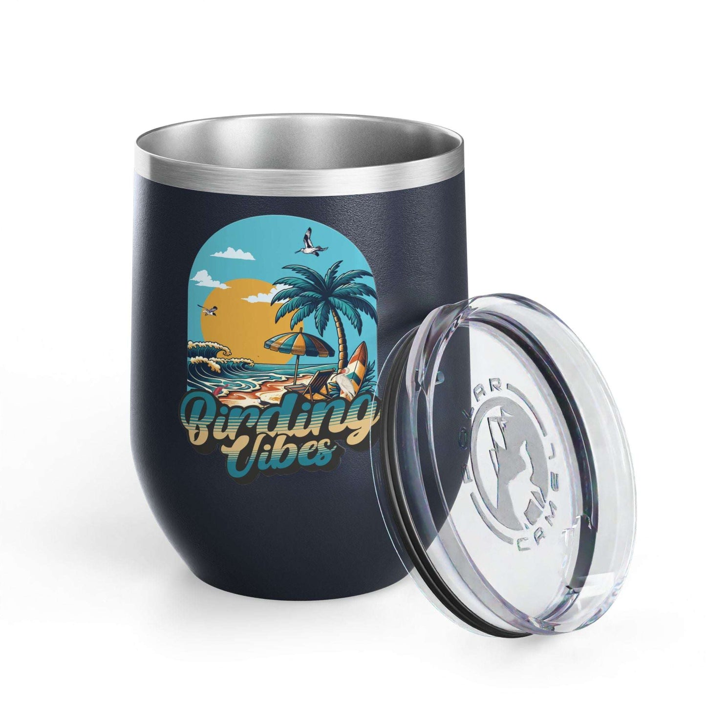 Birding Vibes Wine Tumbler | 12oz Insulated Drinkware for Beach Lovers