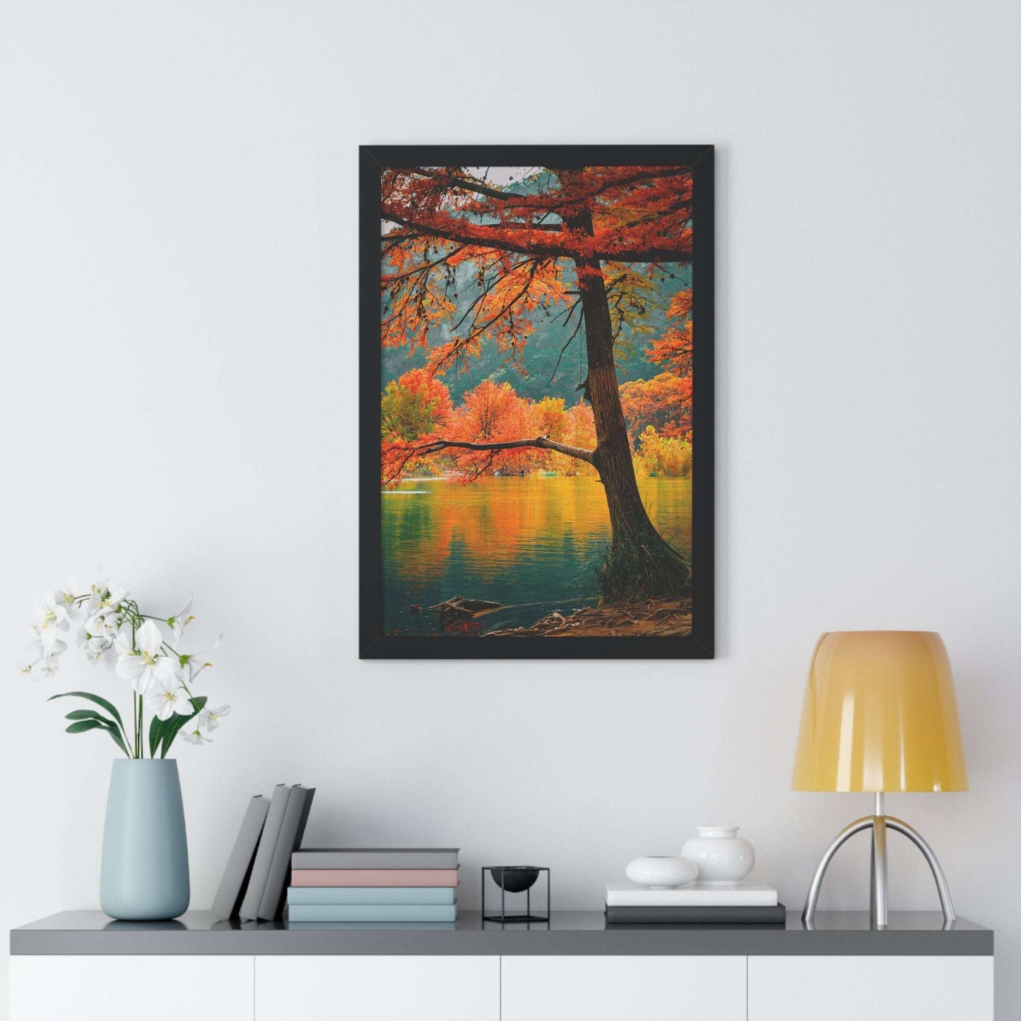 Autumn Serenity Framed Vertical Poster - Nature Wall Art for Home Decor