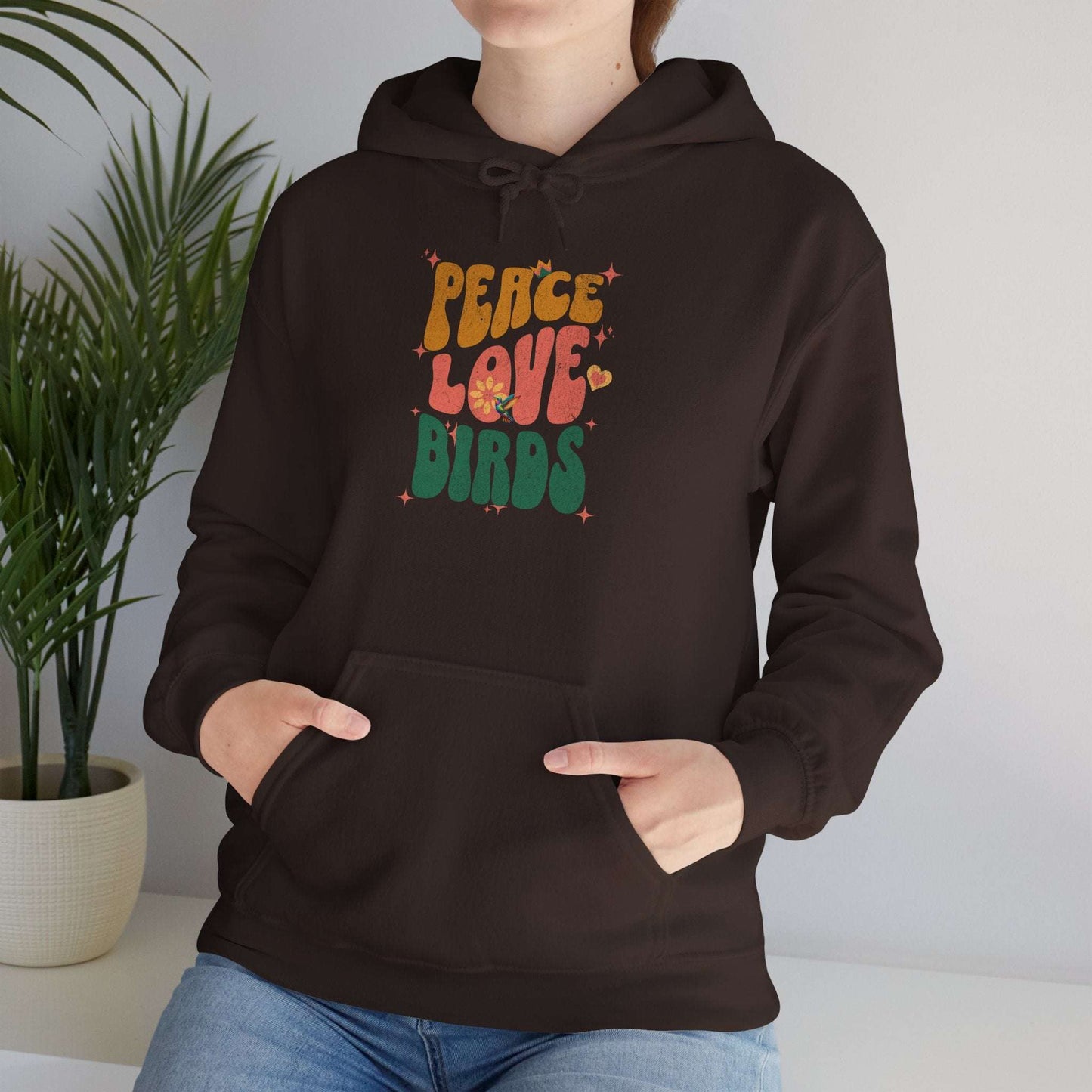 Peace Love Birds Hoodie - Cozy Unisex Sweatshirt for Nature Lover