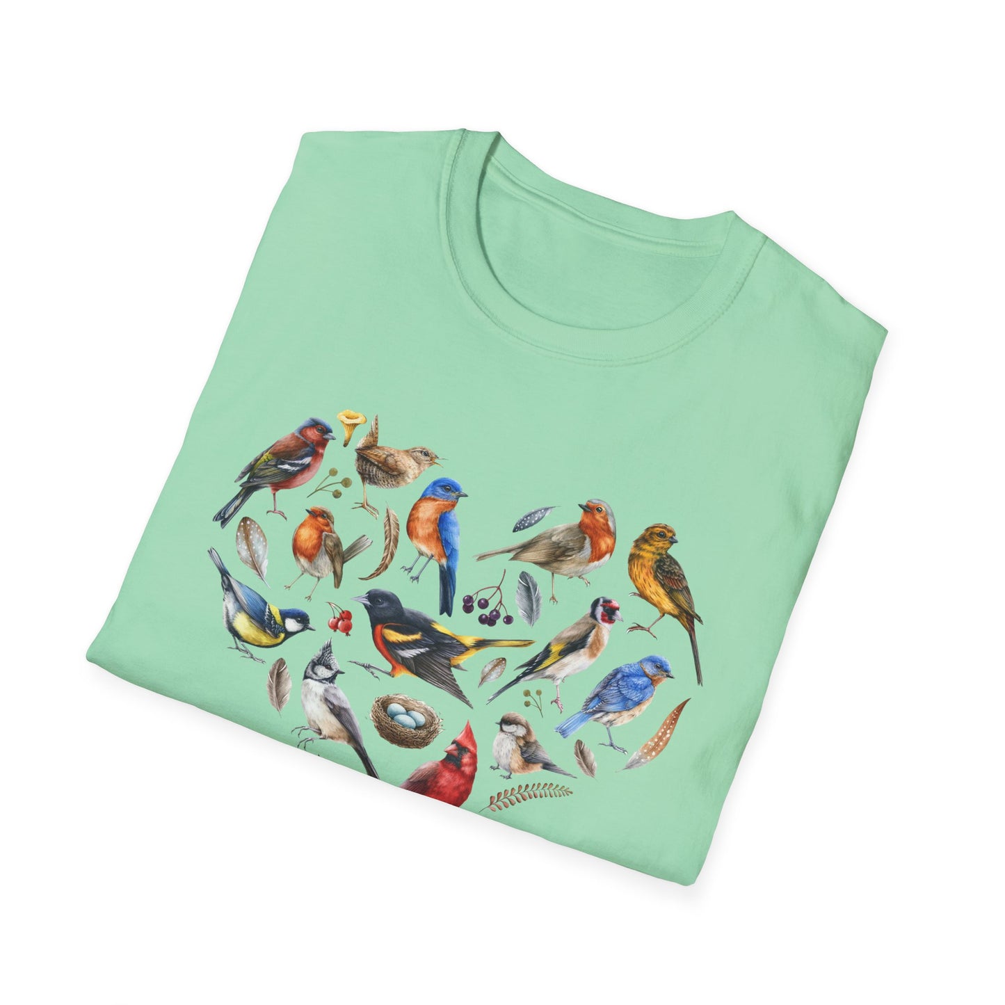 Heart of Birds Unisex Softstyle T-Shirt - Heart Design