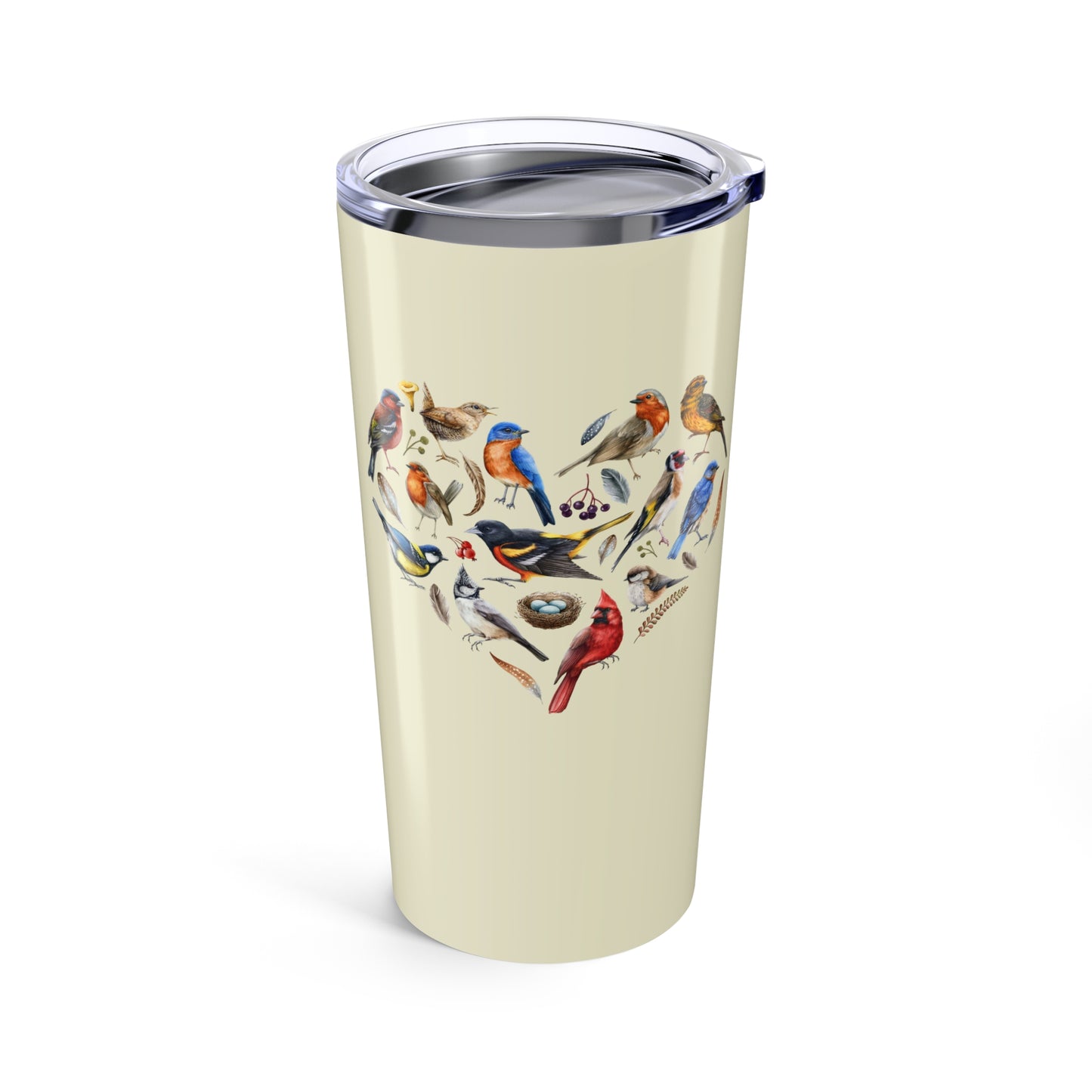 Bird Heart Tumbler 20oz - Perfect for Nature Lovers, Travel Mugs, Eco-Friendly Gifts, Home Decor, Birdwatching Essentials