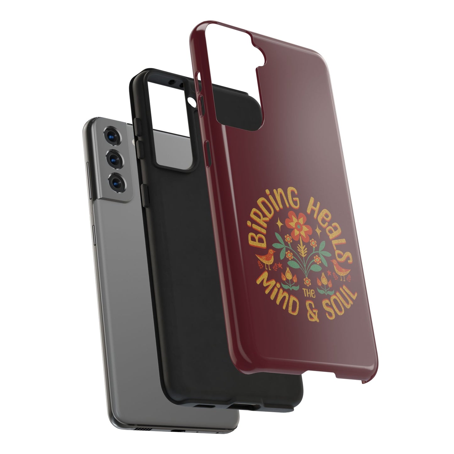 The Nerdy Birder - Birding Heals the Mind & Soul Design, Tough Secure Phone Covers for Bird Lovers, Artistic Gifts for Nature Enthusiasts