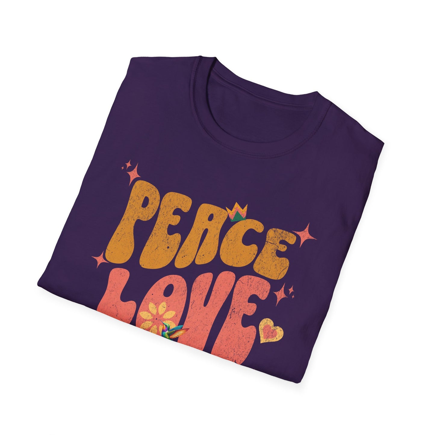 Peace Love Birds Unisex Softstyle T-Shirt - Retro Vibe Tee for Casual Wear