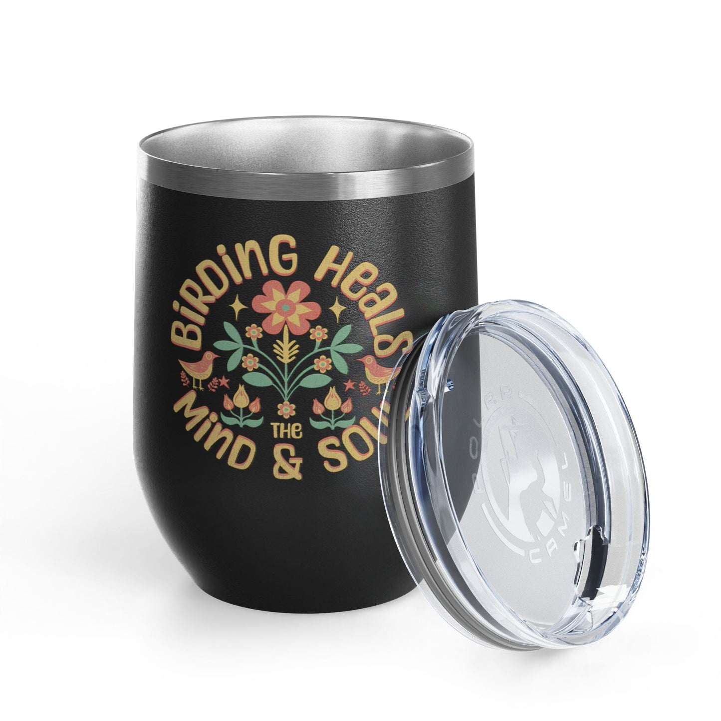 The Nerdy Birder Birding Heals The Mind And Soul Wine Tumbler, 12oz