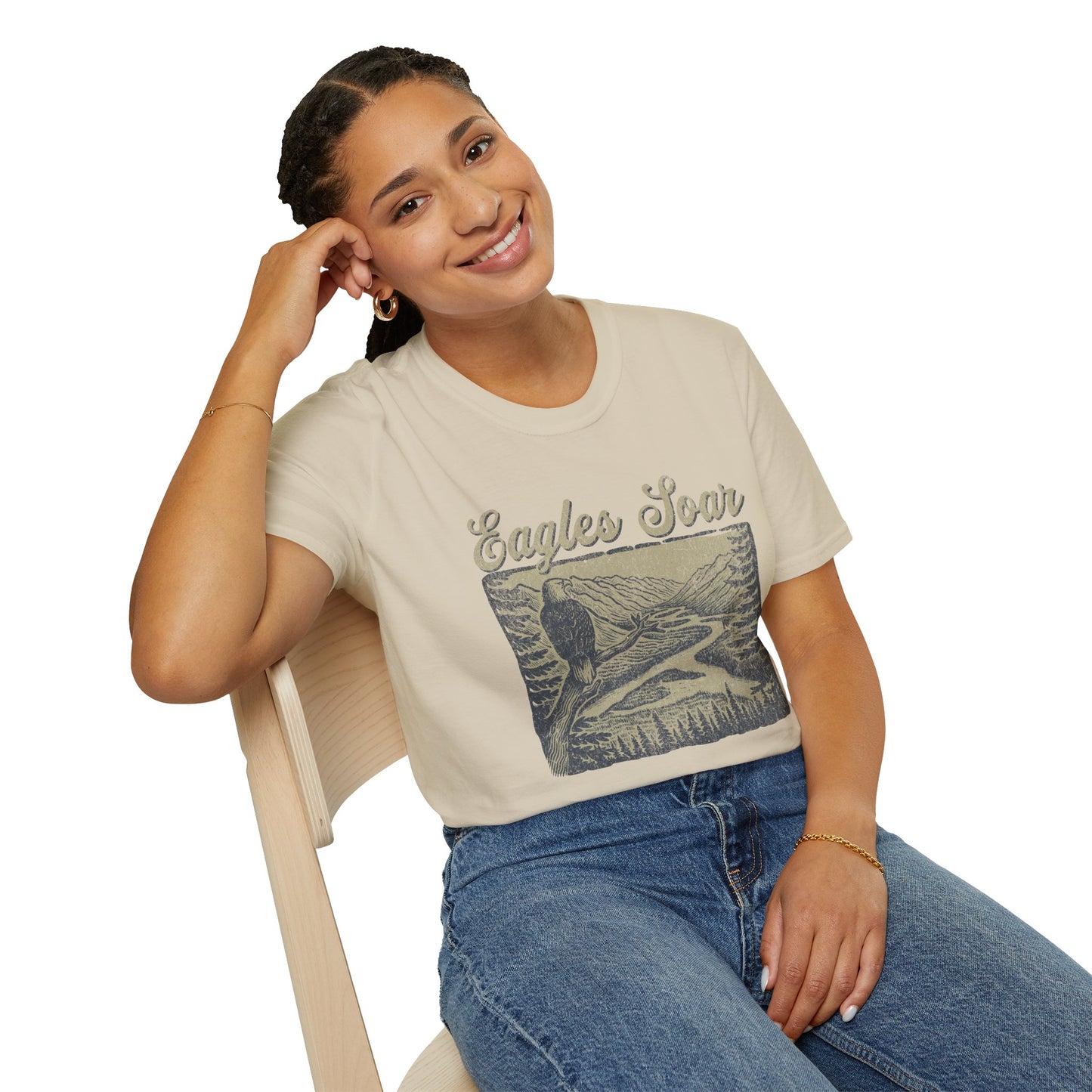 Eagles Soar Unisex Softstyle T-Shirt - Nature Inspired Graphic Tee