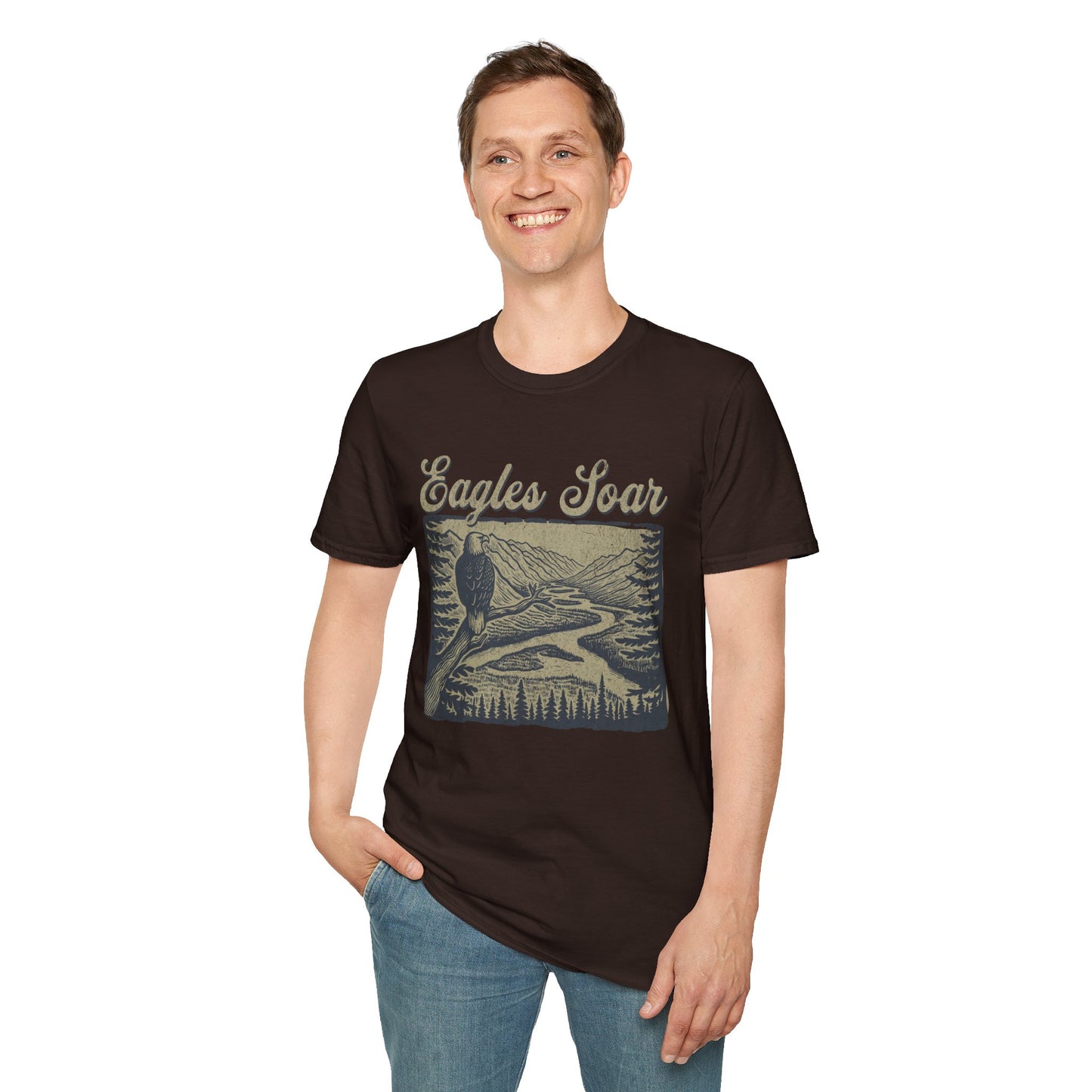 Eagles Soar Unisex Softstyle T-Shirt - Nature Inspired Graphic Tee