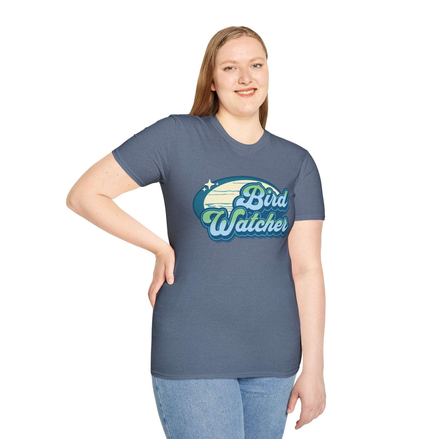 Bird Watcher Teal Unisex Softstyle T-Shirt - Retro Vibe Tee for Casual Wear