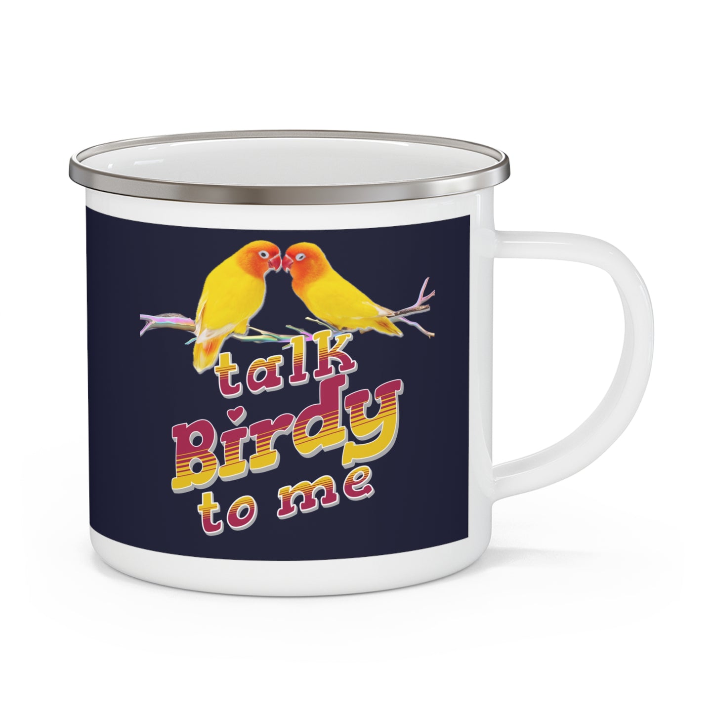 Talk Birdy to Me Colorful Bird-Themed Enamel Camping Mug