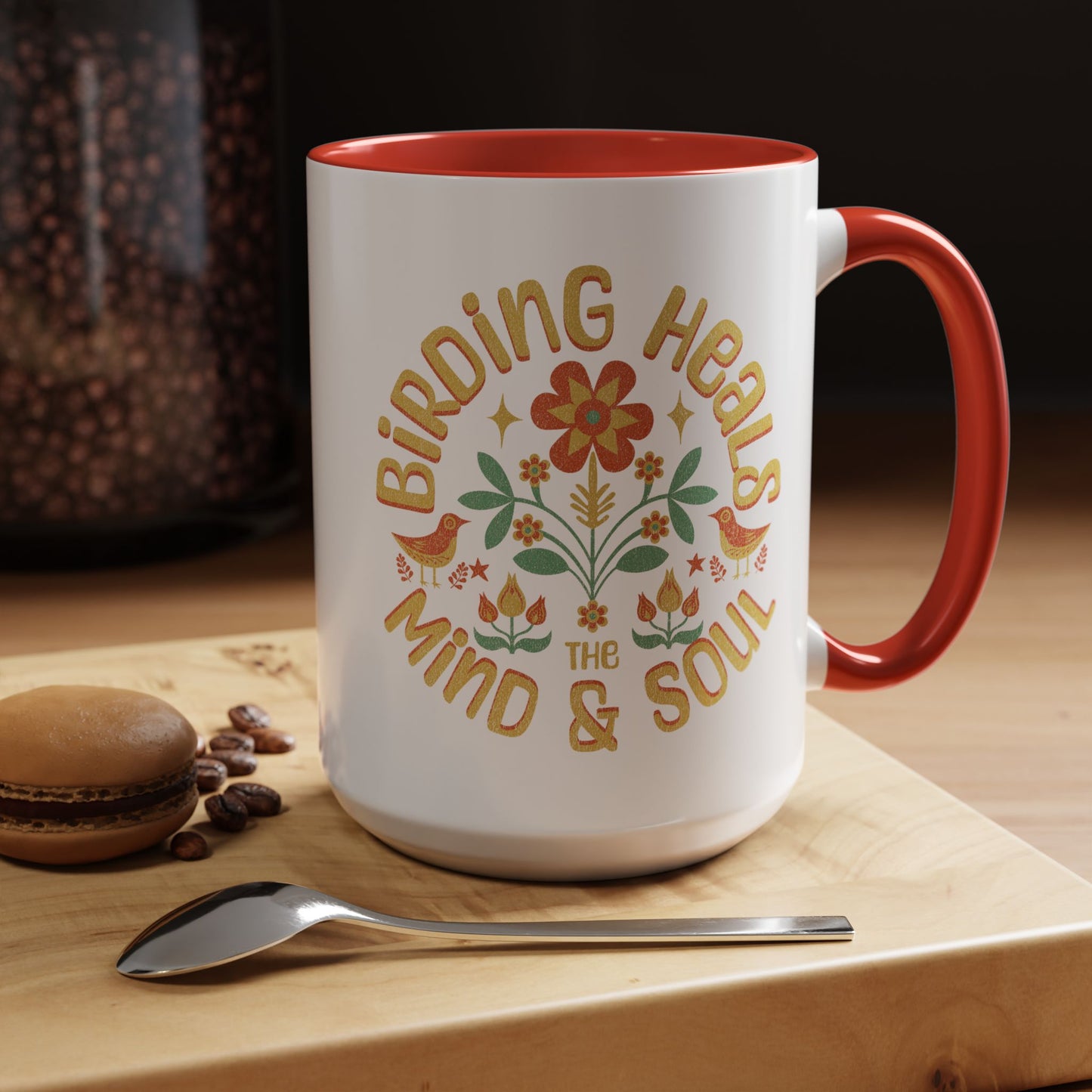 Birding Heals Accent Coffee Mug - Mind & Soul - Nature Lover Gift