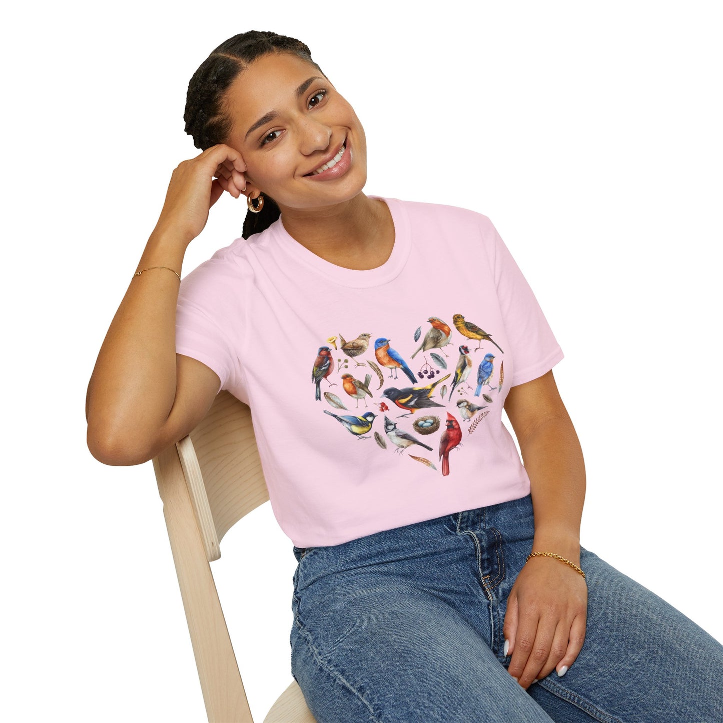 Bird Heart Unisex Softstyle T-Shirt - Heart Design