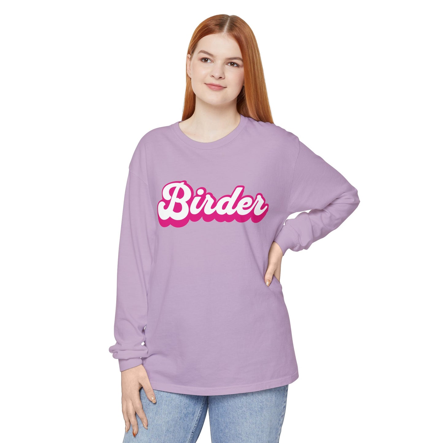 Pink Birder Unisex Garment-dyed Long Sleeve T-Shirt