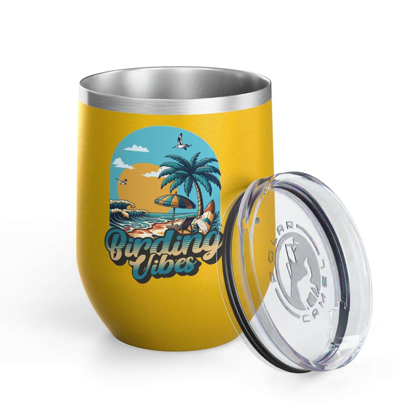 Birding Vibes Wine Tumbler | 12oz Insulated Drinkware for Beach Lovers