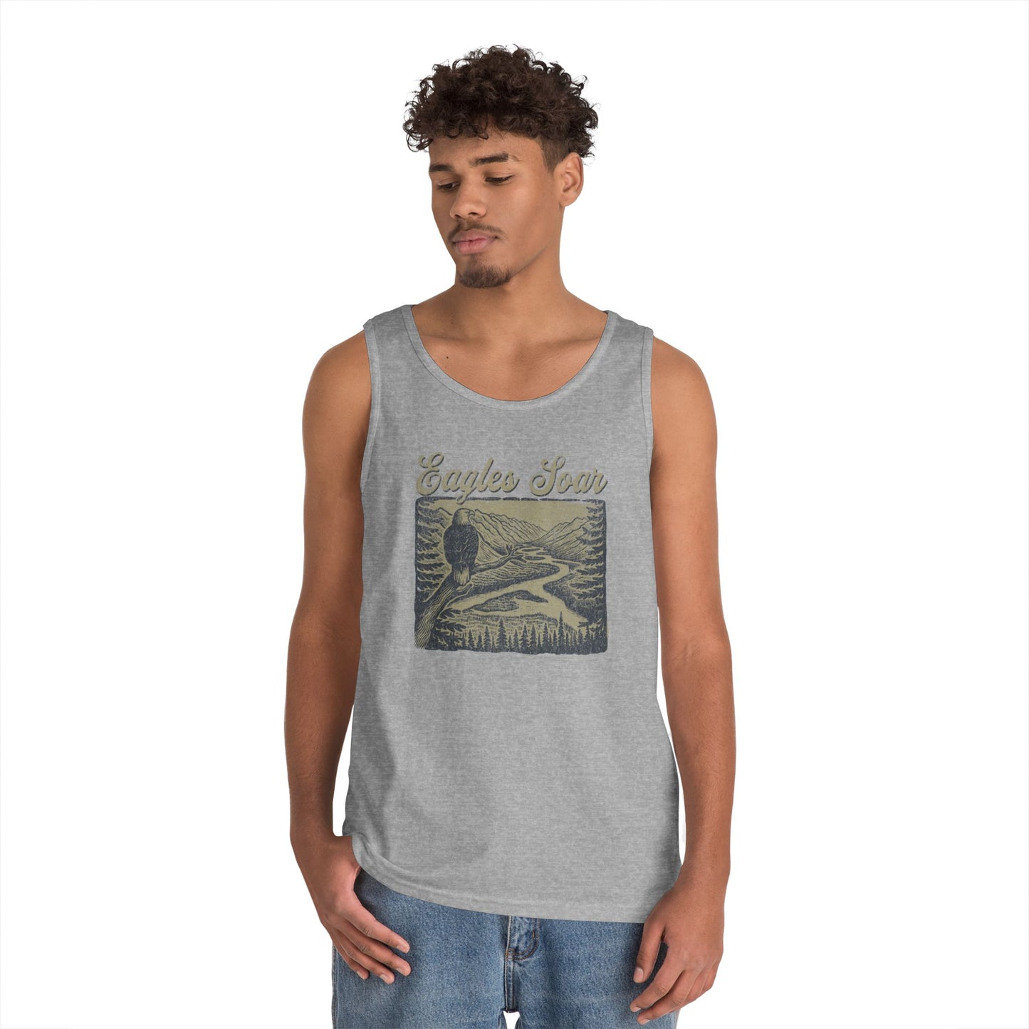 Eagles Soar Unisex Heavy Cotton Tank Top – Outdoor Adventure Wear