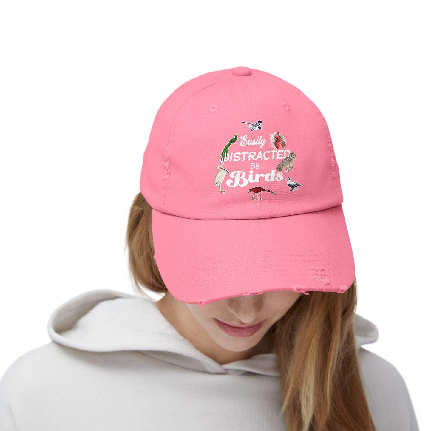Easily Distracted By Birds Vintage Style Hat - Unisex Distressed Cap