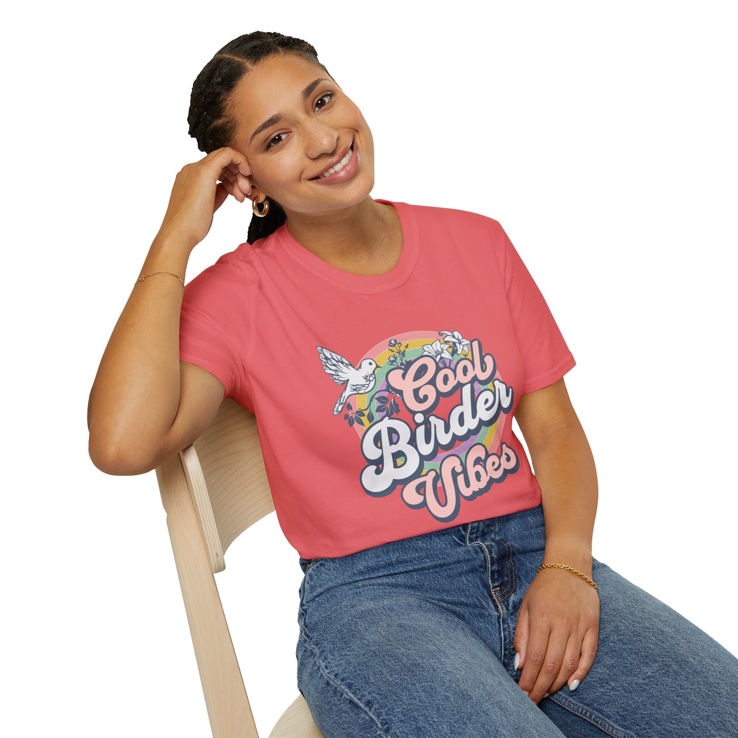 Cool Birder Vibes Unisex Softstyle T-Shirt | Perfect for Bird Lovers and Nature Enthusiasts