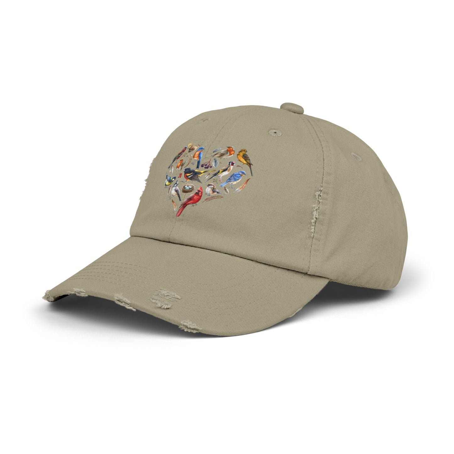 The Nerdy Birder Bird Heart Vintage Style Hat - Unisex Distressed Cap