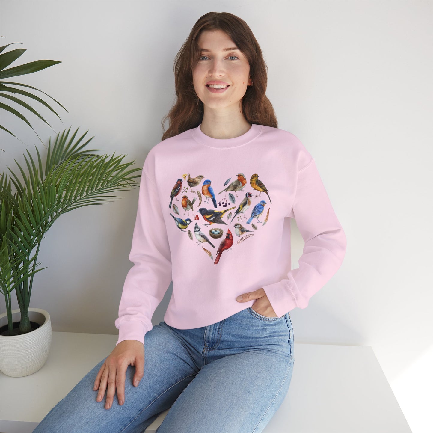 Bird Heart Graphic Unisex Crewneck Sweatshirt
