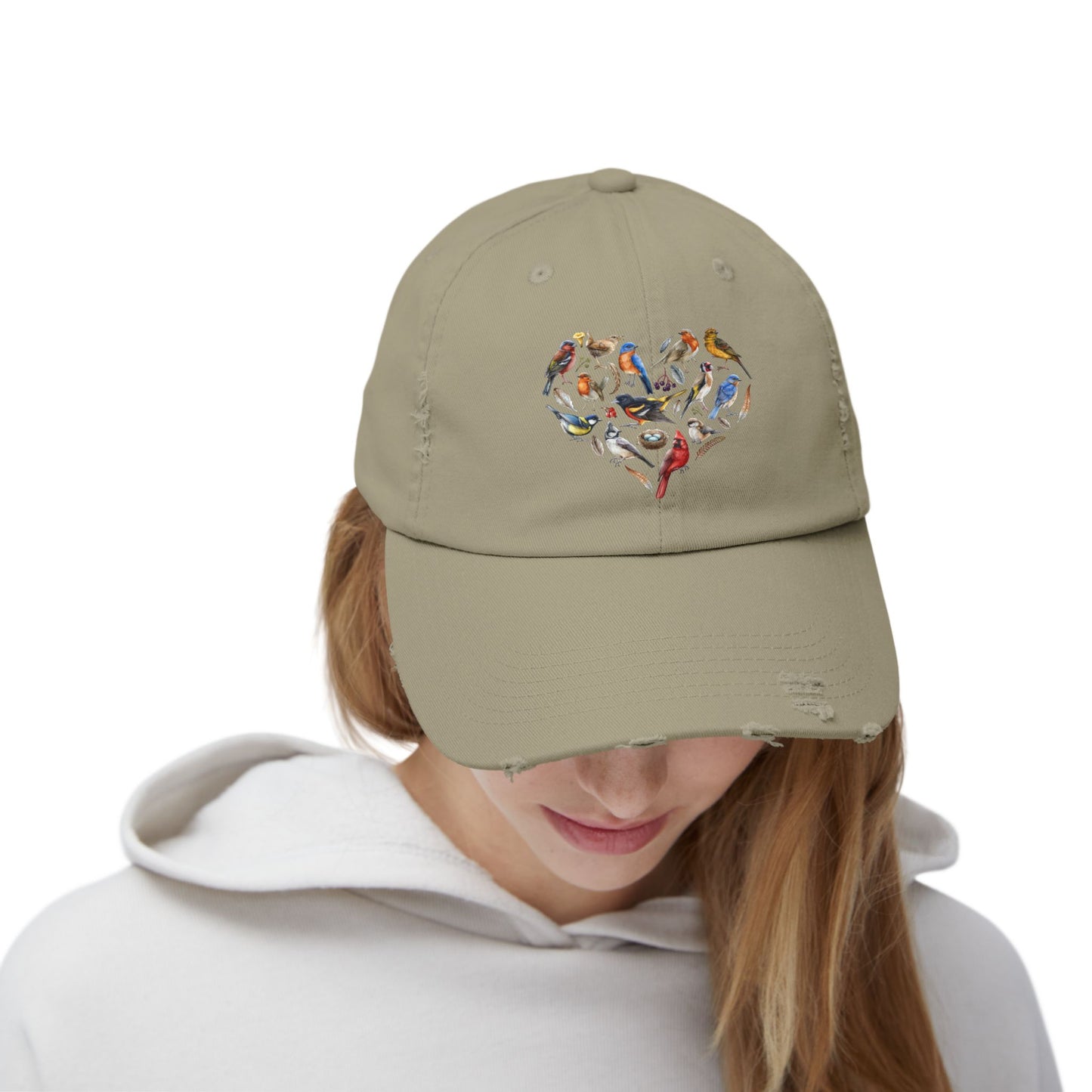 The Nerdy Birder Bird Heart Vintage Style Hat - Unisex Distressed Cap
