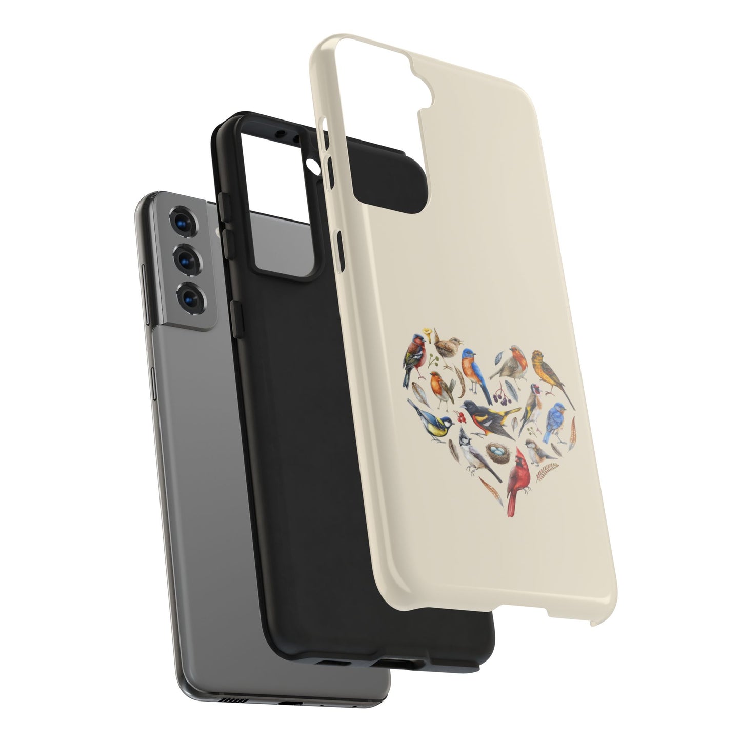 Bird Heart Tough Phone Cases - Cute Wildlife Design, Gift for Nature Enthusiasts, Durable Cases for Birdwatching