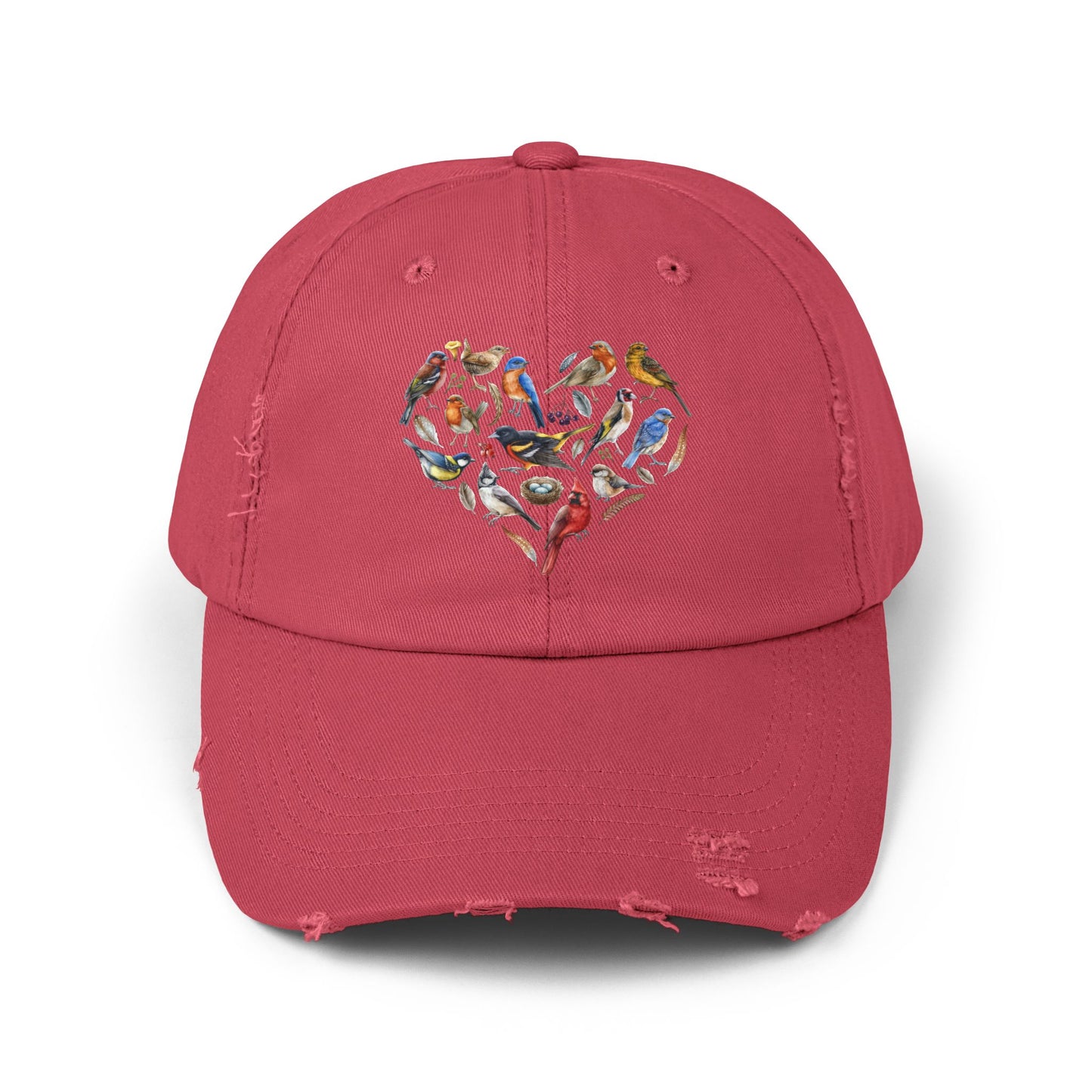 The Nerdy Birder Bird Heart Vintage Style Hat - Unisex Distressed Cap