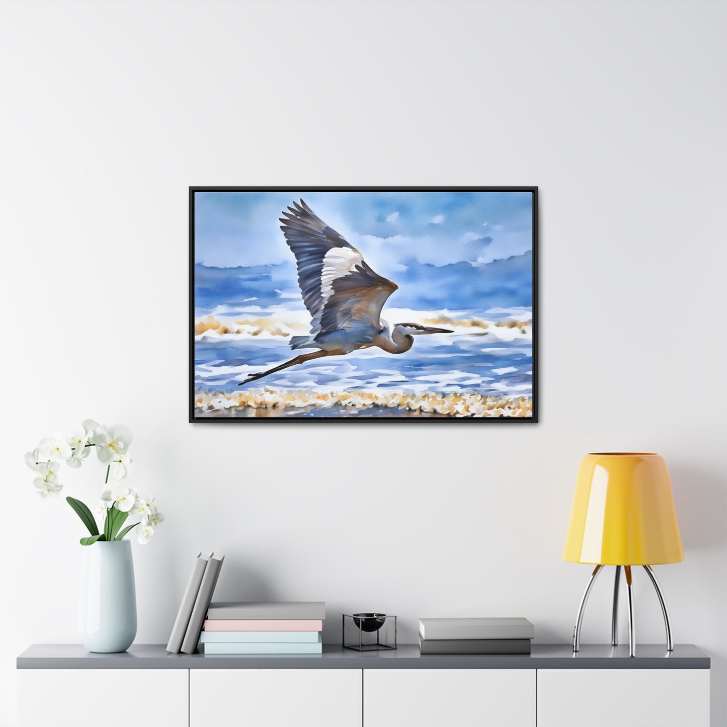 Elegant Heron Artwork Canvas Wrap - Coastal Wall Decor for Beach Lovers