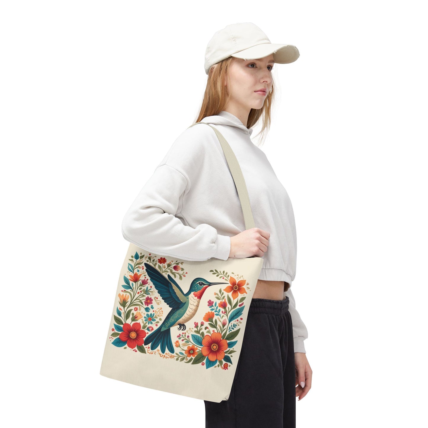 Hummingbird In Bloom Tote Bag - Natural color