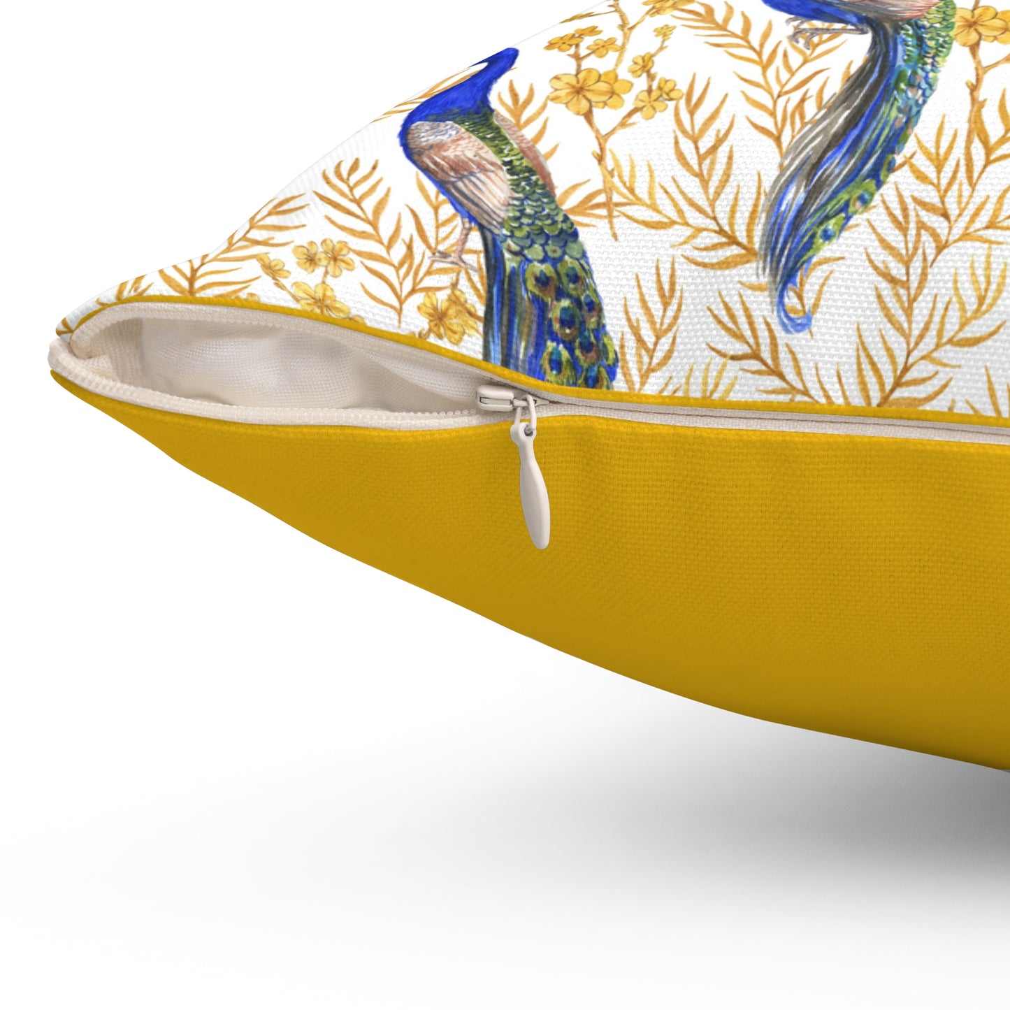 Elegant Peacock Design Square Pillow | Decorative Home Accent