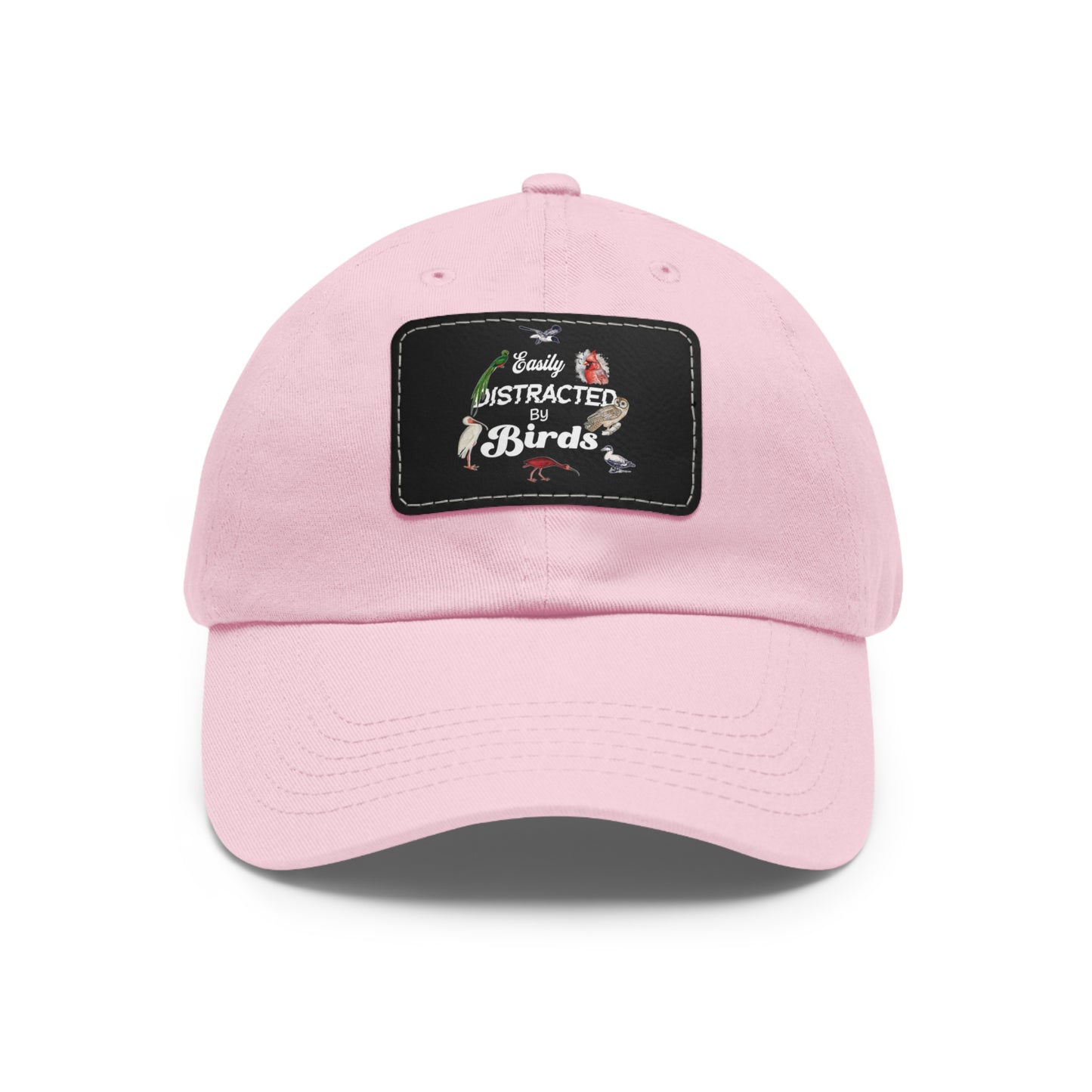 The Nerdy Birder Easily Distracted By Birds Dad Hat with Leather Patch, Casual Cap for Bird Lovers, Unisex