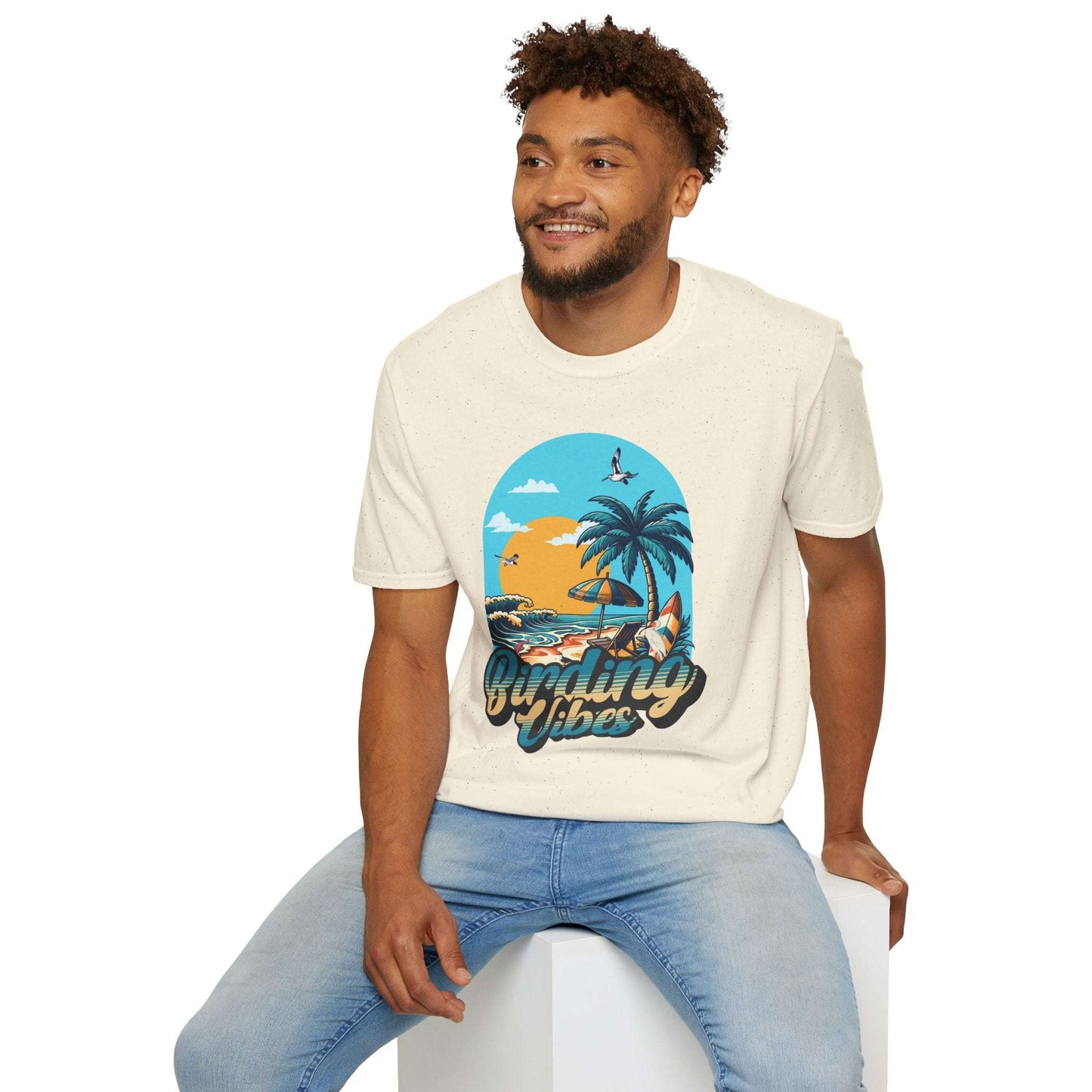 Birding Vibes Unisex Softstyle T-Shirt - Tropical Beach Graphic Tee