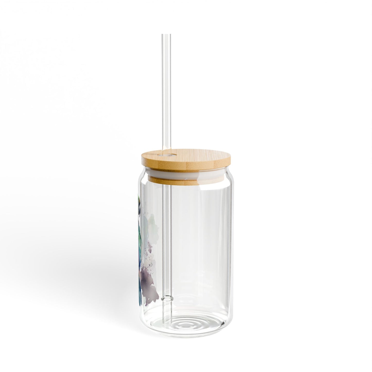 The Nerdy Birder Elegant Parrot 16oz Sipper Glass With Bamboo Lid