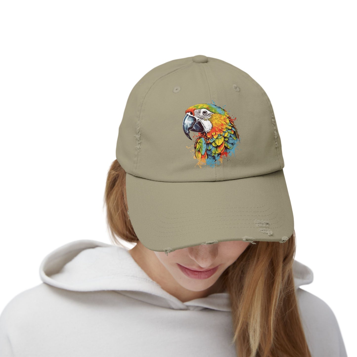 The Nerdy Birder Colorful Parrot Vintage Style Hat - Unisex Distressed Cap