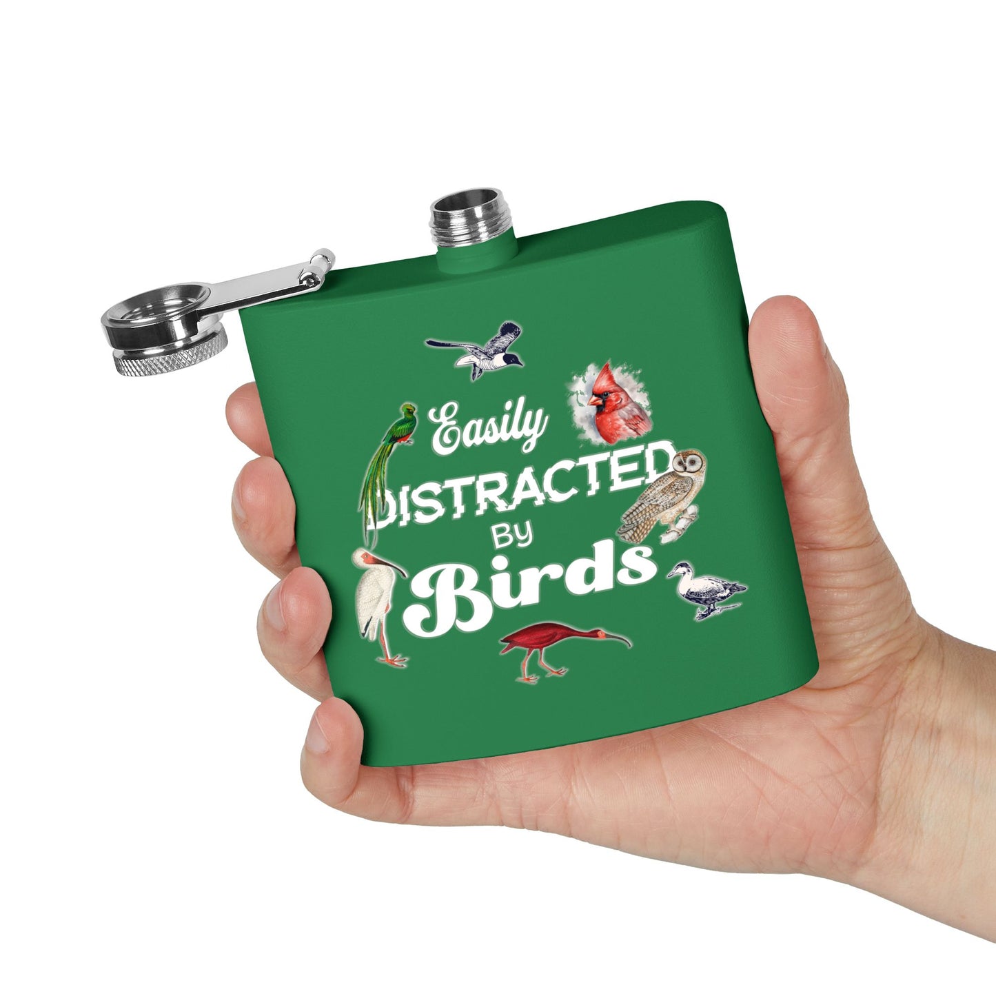 Easily Distracted By Birds Stainless Steel Flask - 6oz