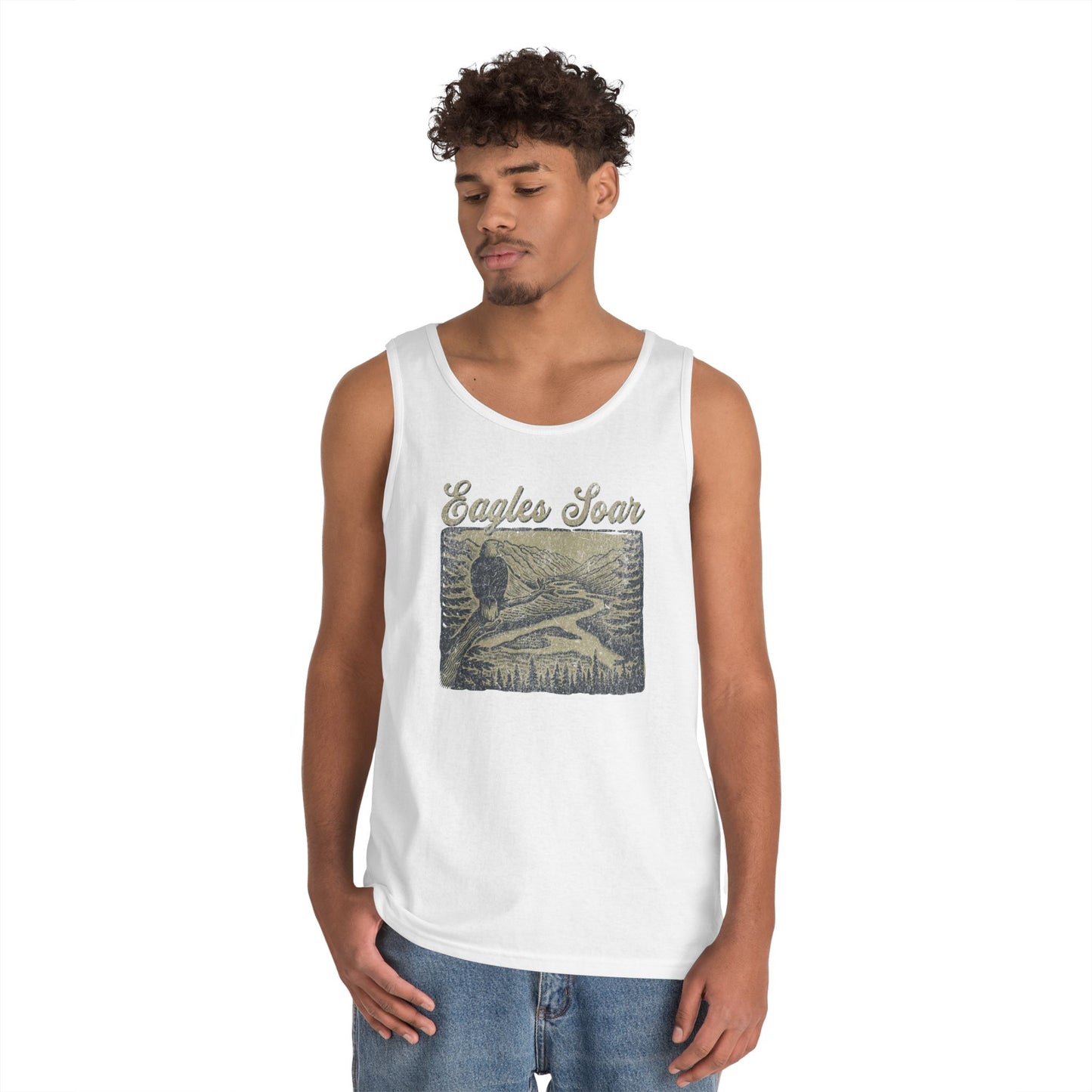 Eagles Soar Unisex Heavy Cotton Tank Top – Outdoor Adventure Wear