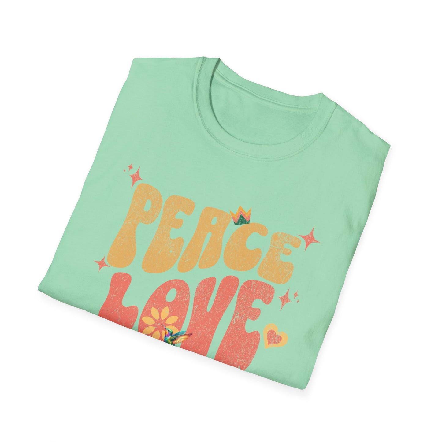 Peace Love Birds Unisex Softstyle T-Shirt - Retro Vibe Tee for Casual Wear