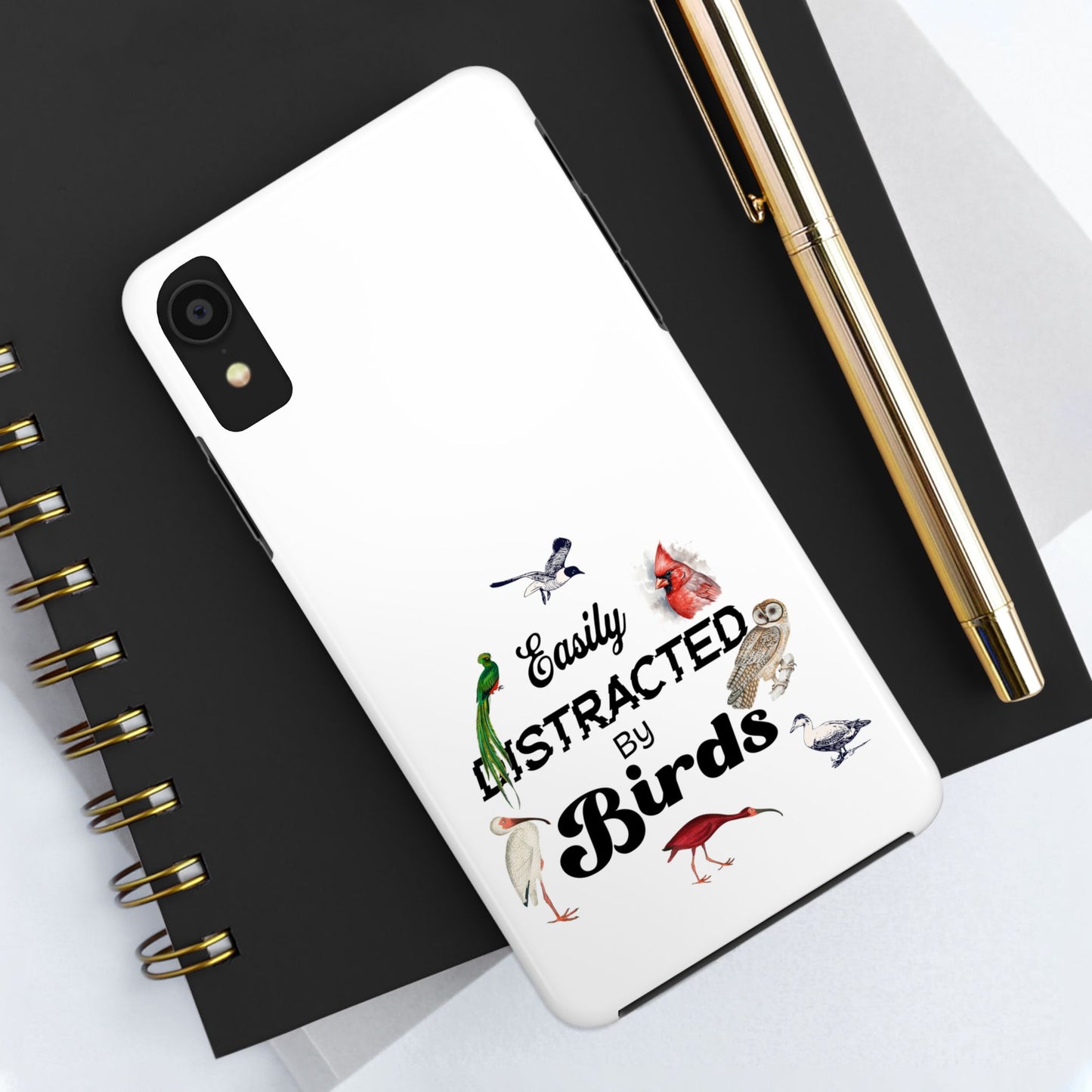 The Nerdy Birder - Easily Distracted by Birds Tough Phone Cases, Bird Lover Gift, Unique Phone Accessory, Nature-Themed Case