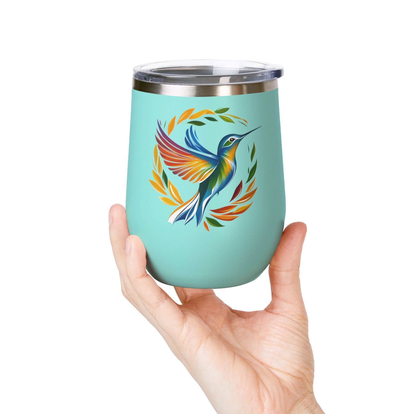Hummingbird Rainbow Wine Tumbler- 12oz Insulated Cup