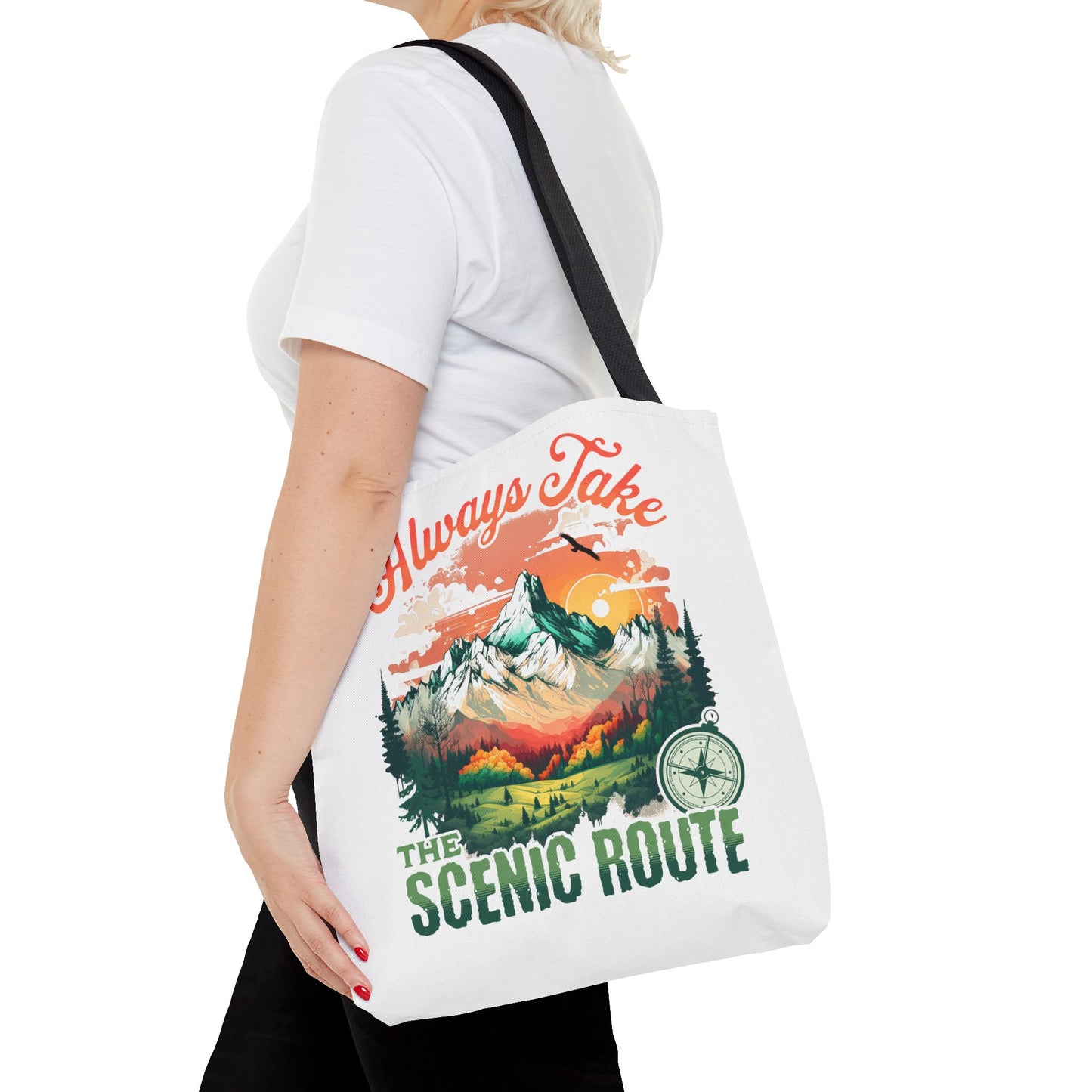 Always Take the Scenic Route Tote Bag - Nature Lover's Eco-Friendly Bag for Travel & Adventure