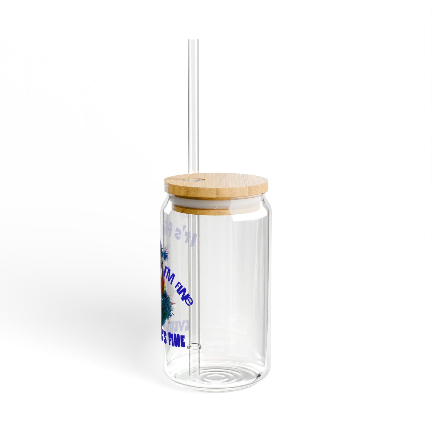 The Nerdy Birder Everything's Fine 16oz Sipper Glass With Bamboo Lid
