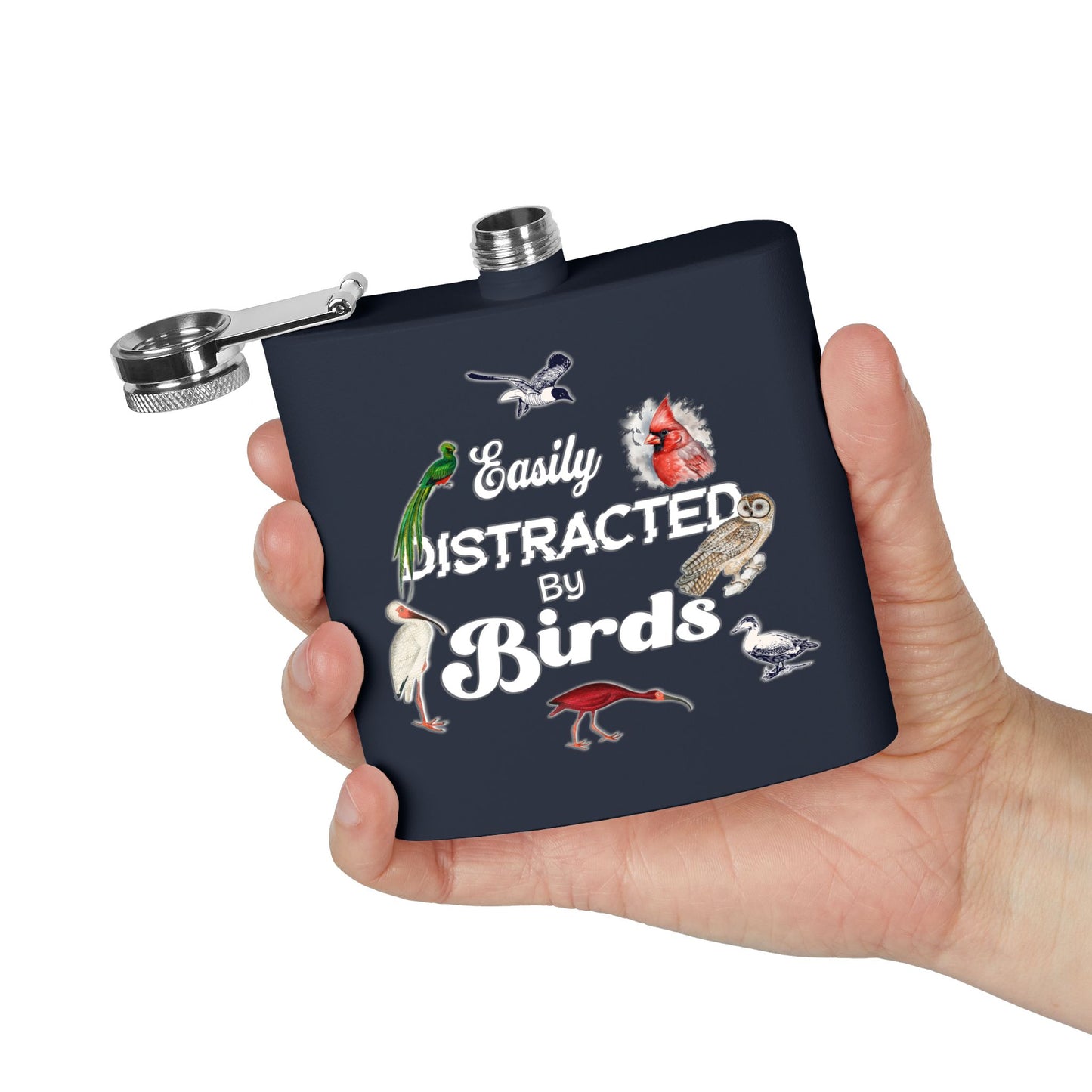 Easily Distracted By Birds Stainless Steel Flask - 6oz