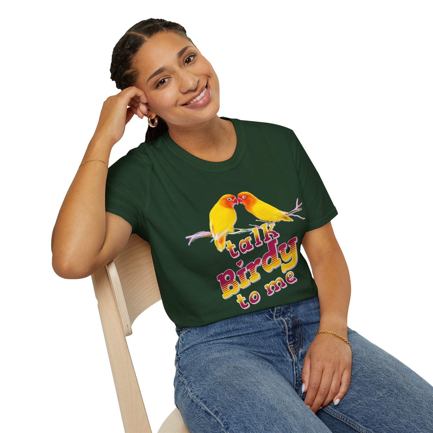 The Nerdy Birder - "Talk Birdy To Me" Unisex Softstyle T-Shirt - Nature Lover's Gift