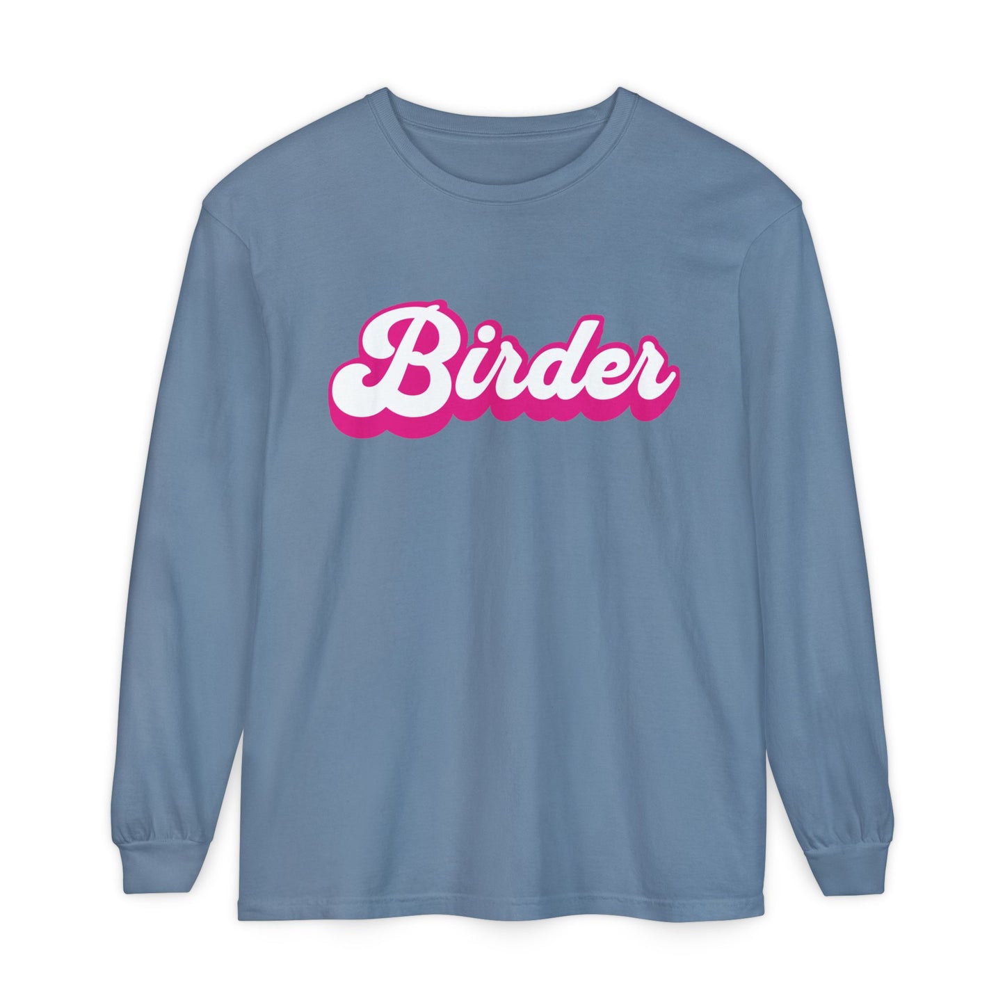 Pink Birder Unisex Garment-dyed Long Sleeve T-Shirt