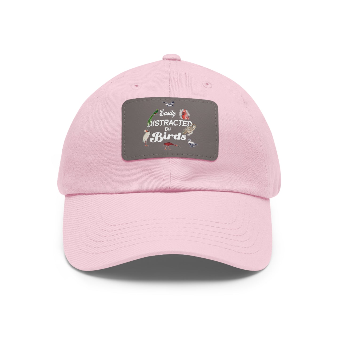 The Nerdy Birder Easily Distracted By Birds Dad Hat with Leather Patch, Casual Cap for Bird Lovers, Unisex