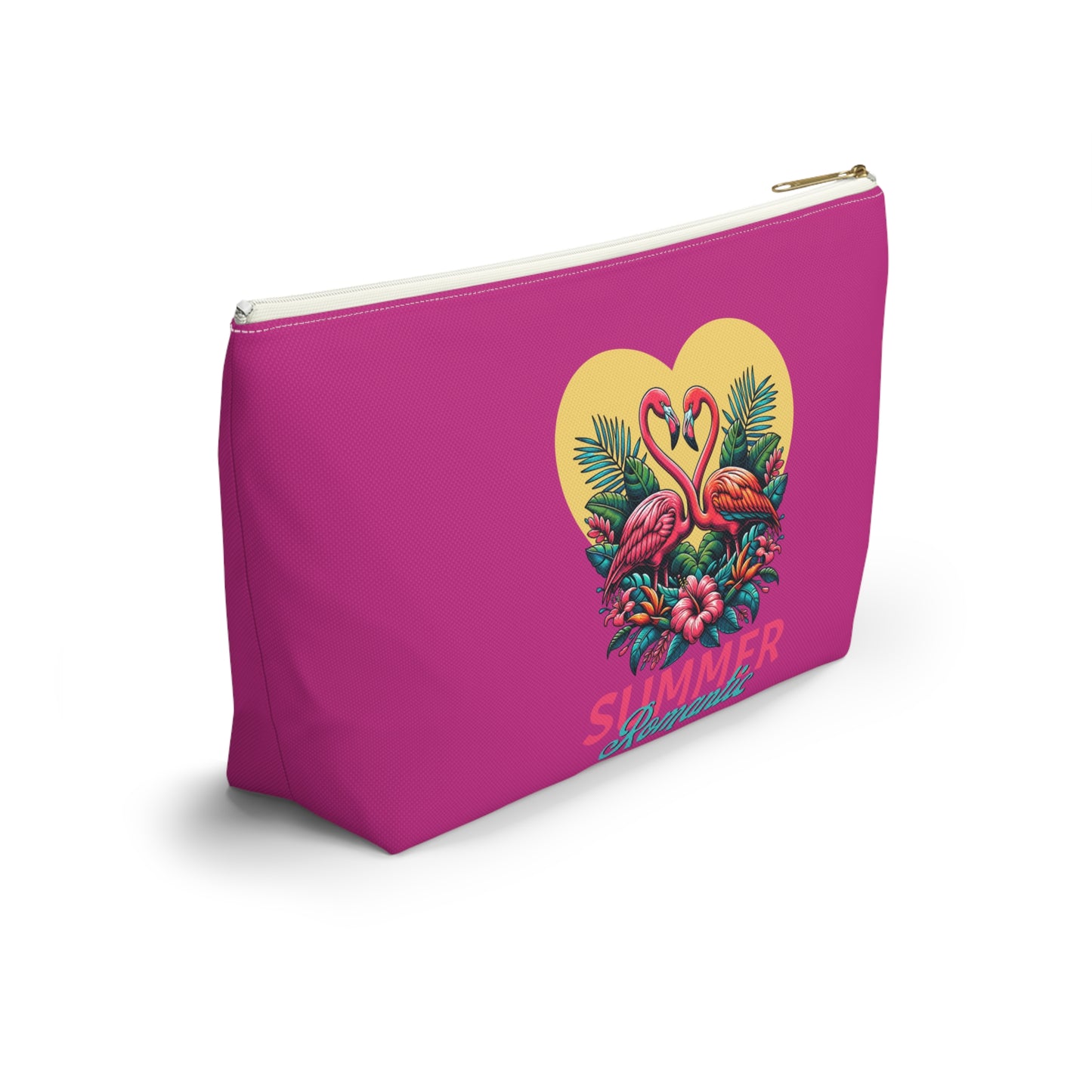 Romantic Summer Flamingo Accessory Pouch | Vibrant Floral Makeup Bag