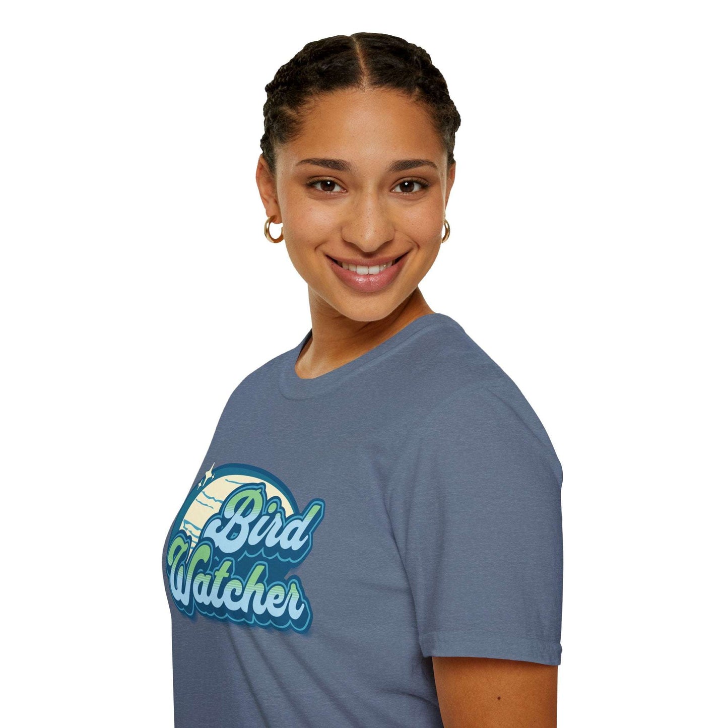 Bird Watcher Teal Unisex Softstyle T-Shirt - Retro Vibe Tee for Casual Wear