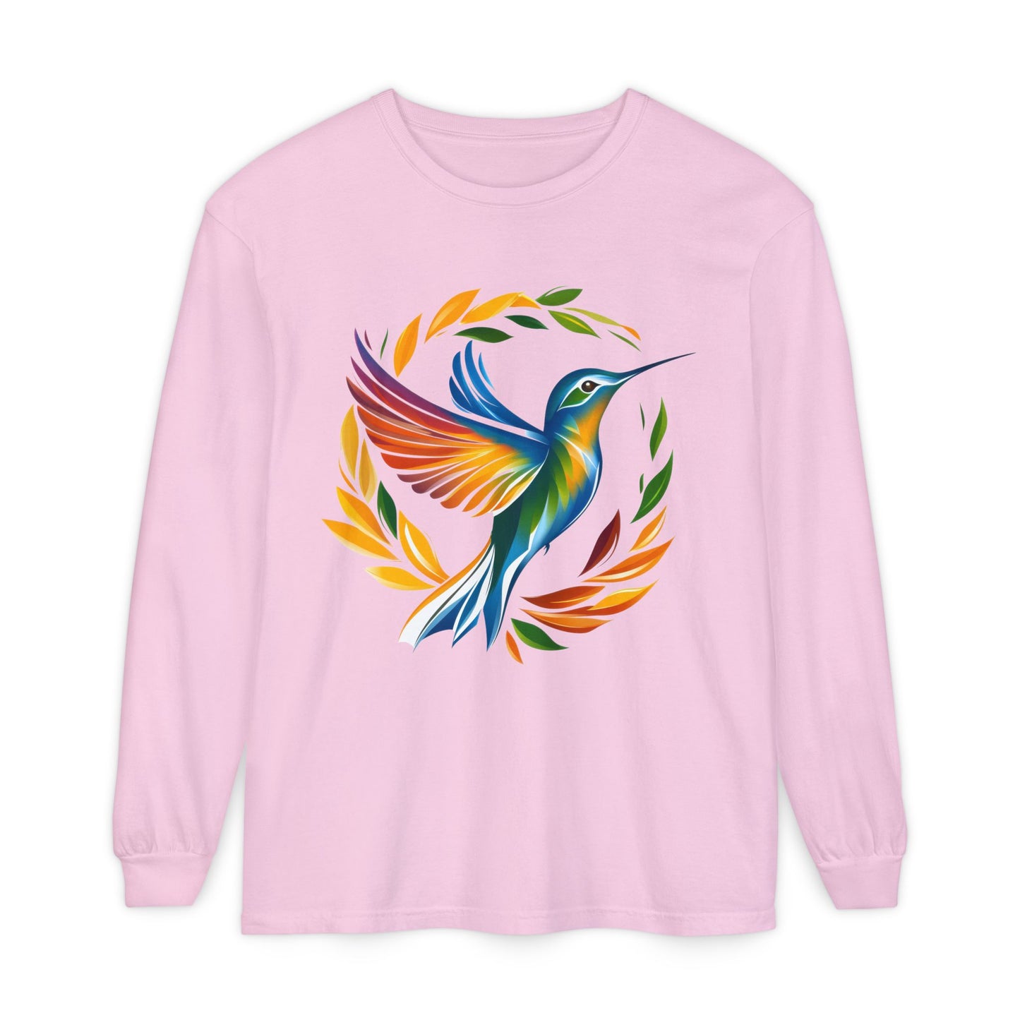 Hummingbird Rainbow Garment-dyed Long Sleeve T-Shirt