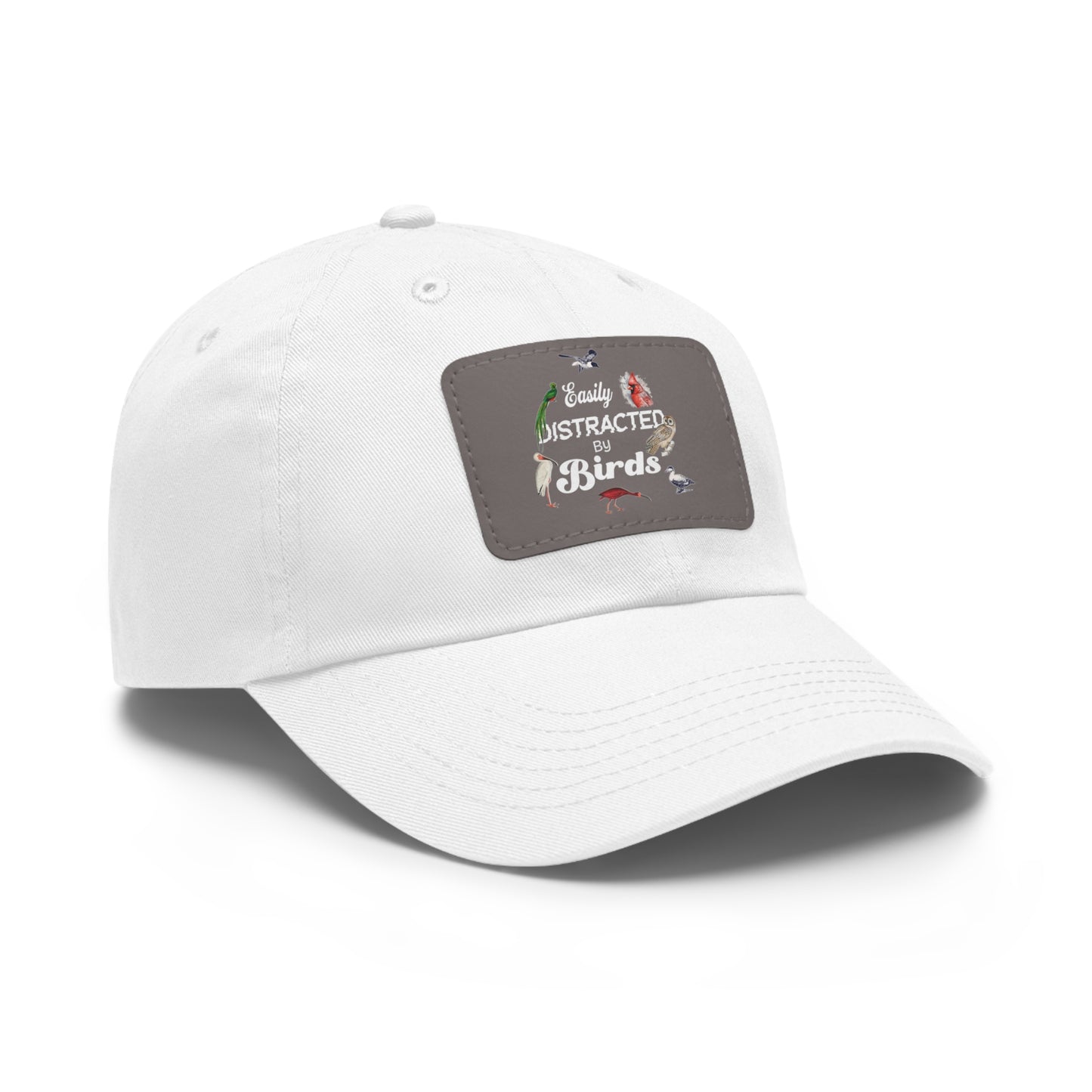 The Nerdy Birder Easily Distracted By Birds Dad Hat with Leather Patch, Casual Cap for Bird Lovers, Unisex