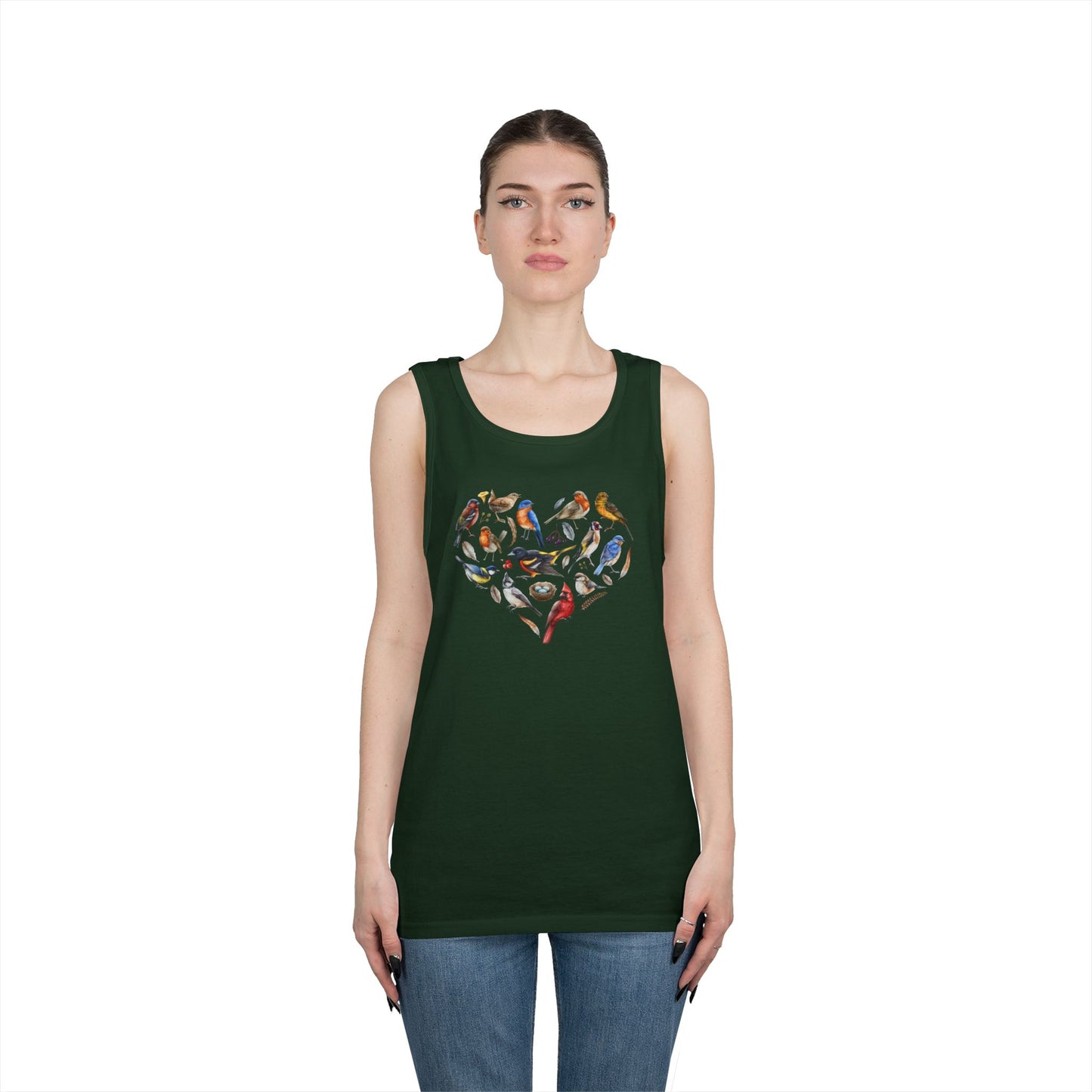 I'm A Nerdy Birder Bird Heart Tank Top, Gift for Bird Lovers, Unisex Summer Wear, Nature Lover's Apparel, Fun Casual Tank